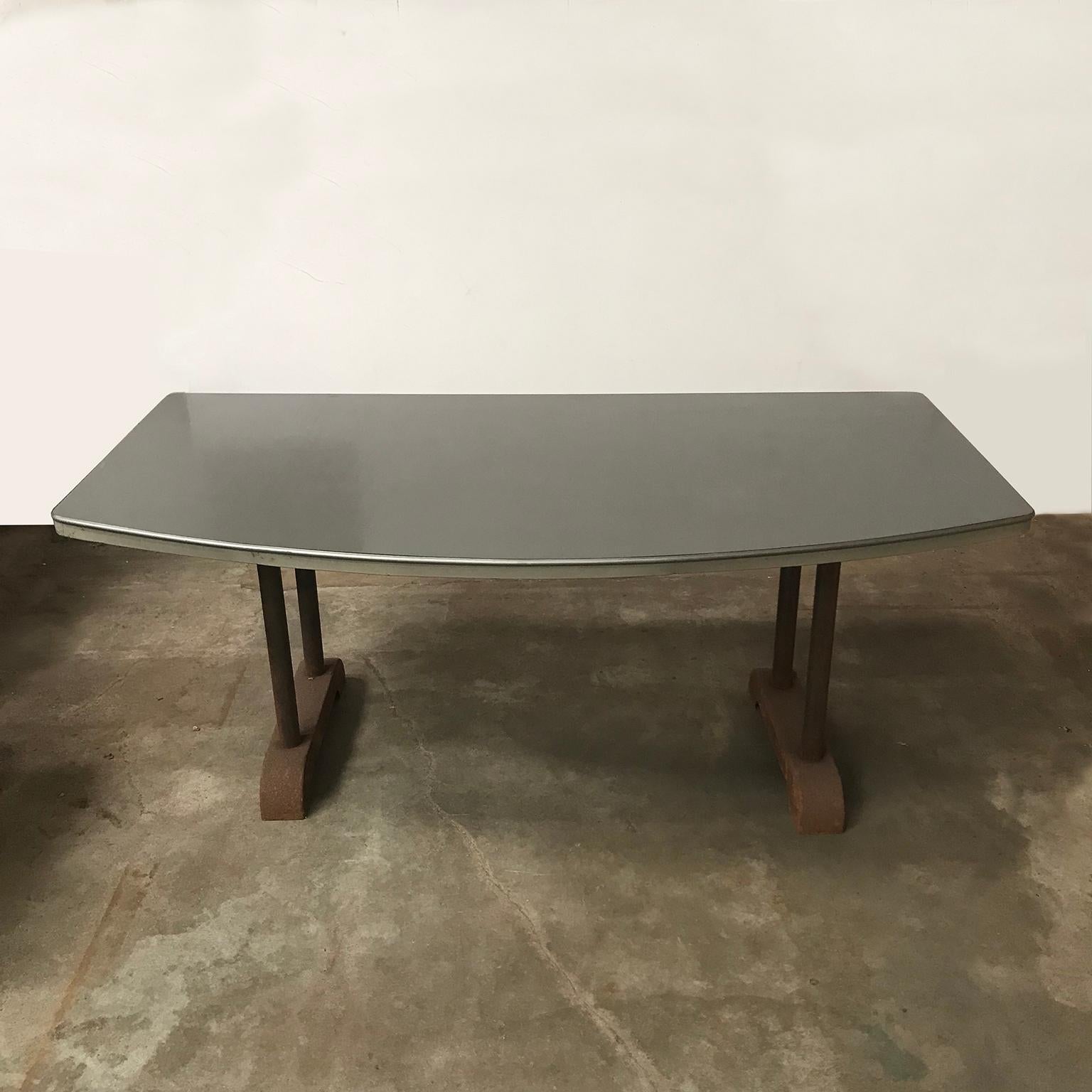 Dutch Industrial Reception Table with Round Curve in Top / Only Top Six Hundred Euro