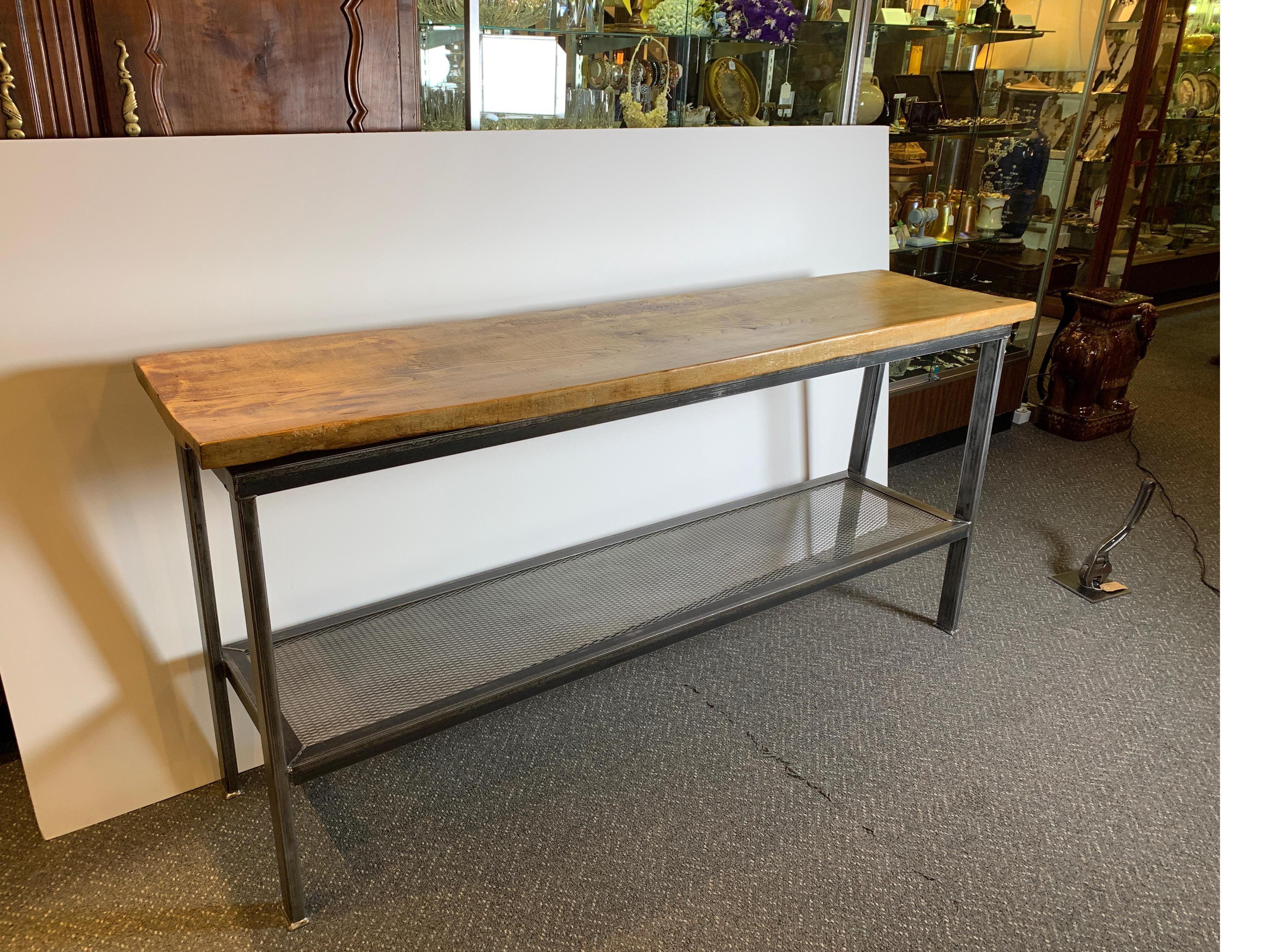 reclaimed wood and metal console table