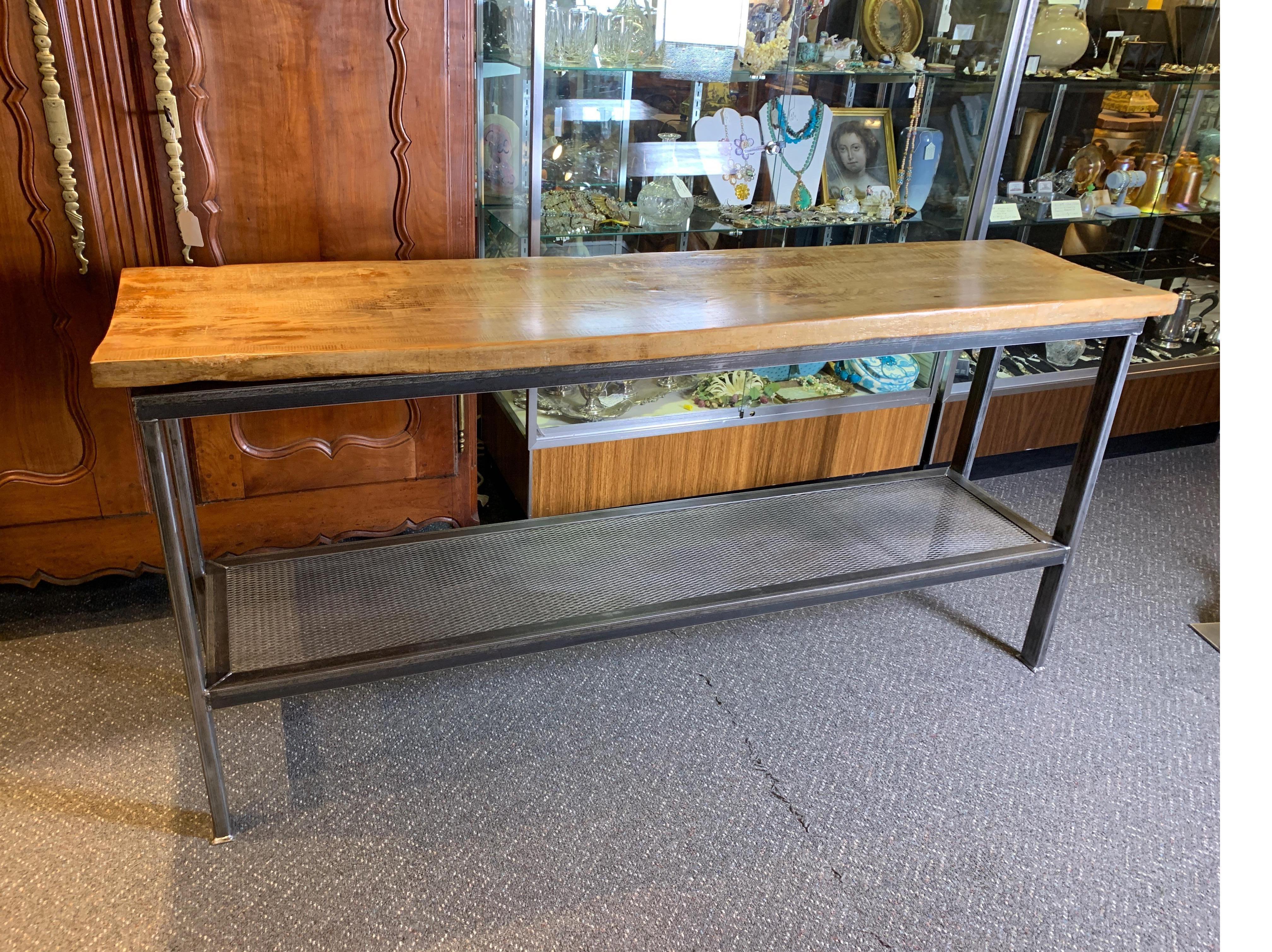 console table reclaimed wood and vintage steel