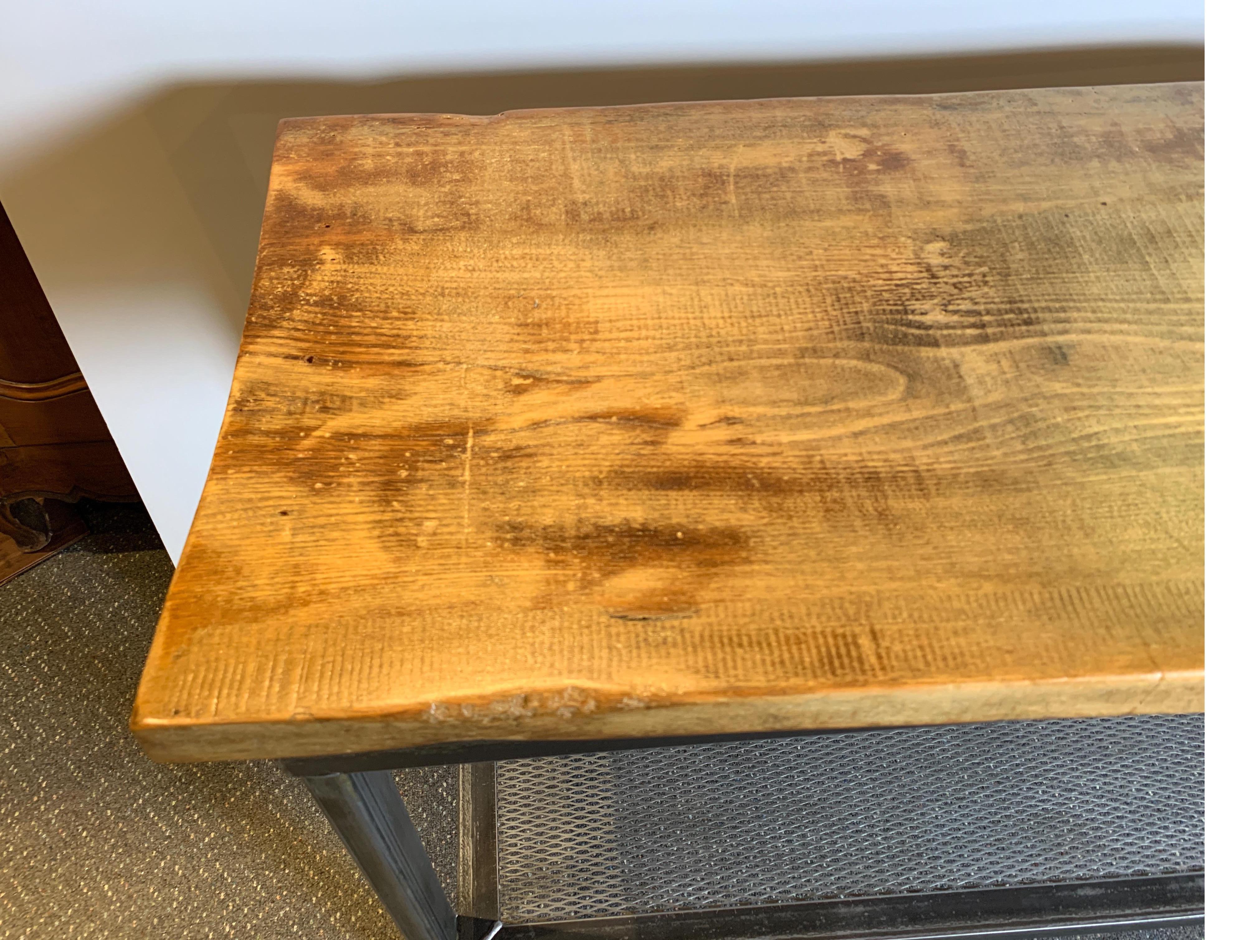 American Industrial Reclaimed Wood and Metal Console Table