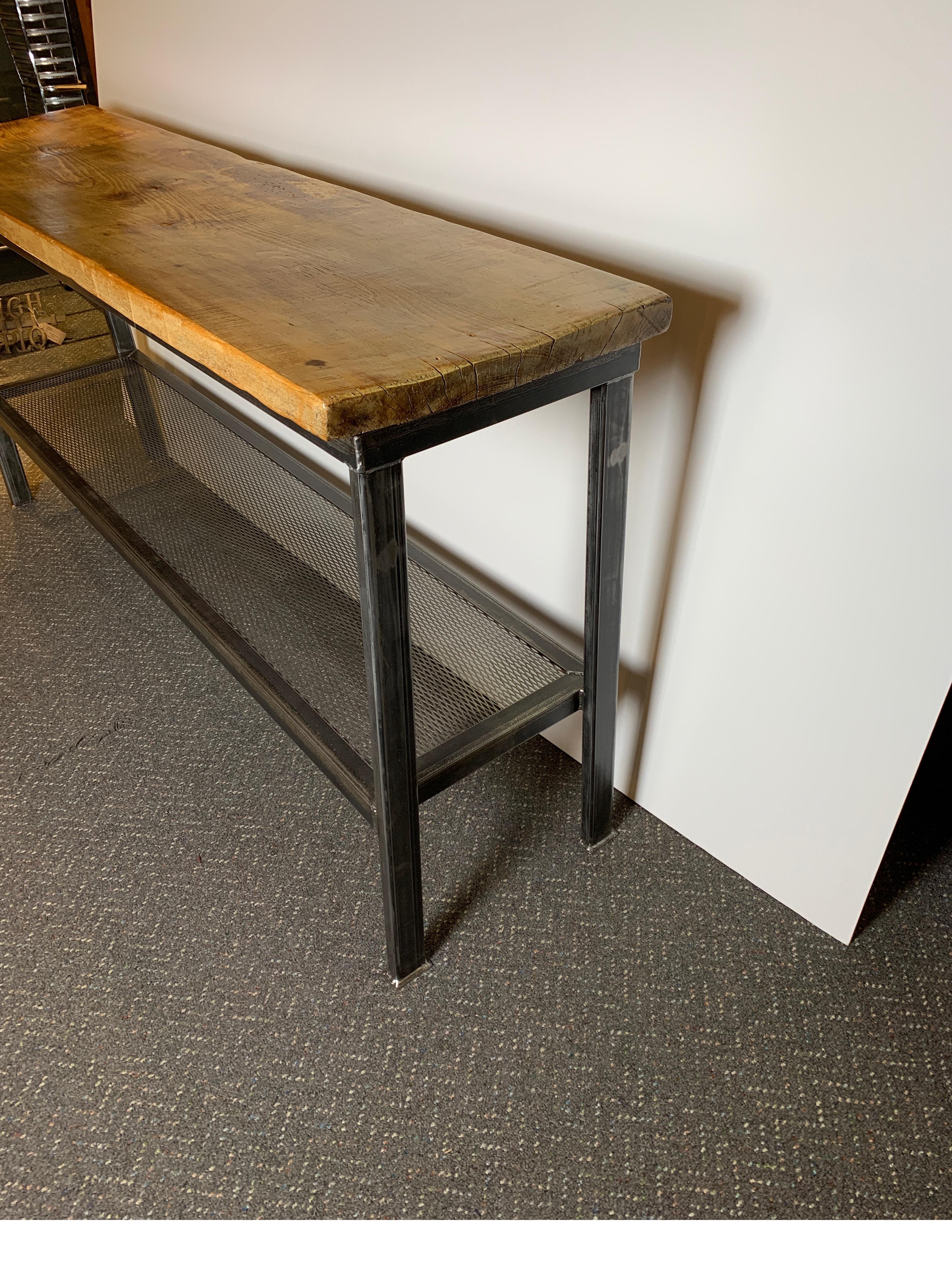 Contemporary Industrial Reclaimed Wood and Metal Console Table