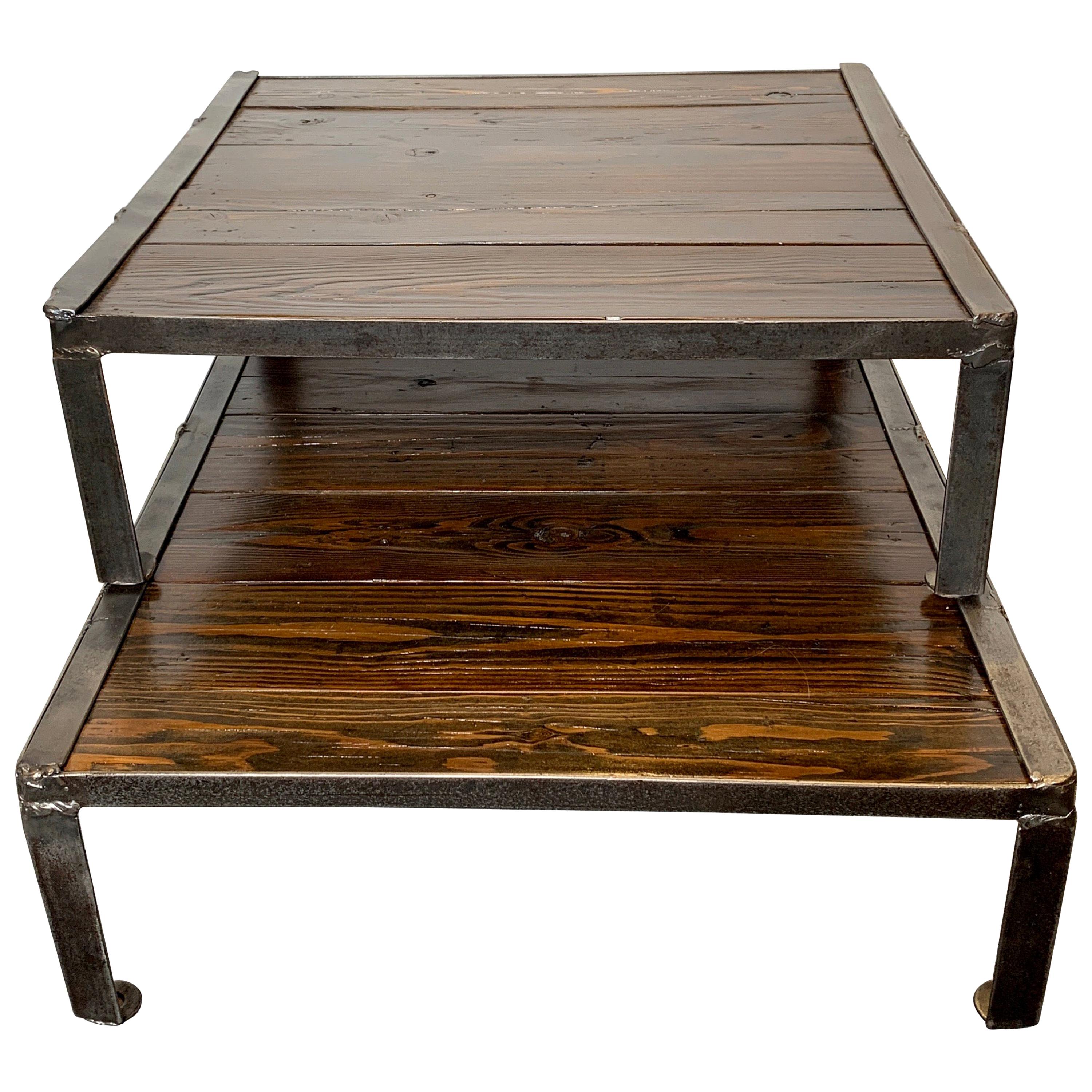 Industrial Reclaimed Wood and Steel Repurposed as a Stacking Coffee Table