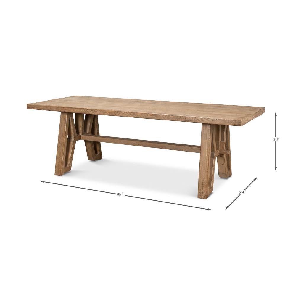 Table de ferme industrielle en bois de récupération en vente 2