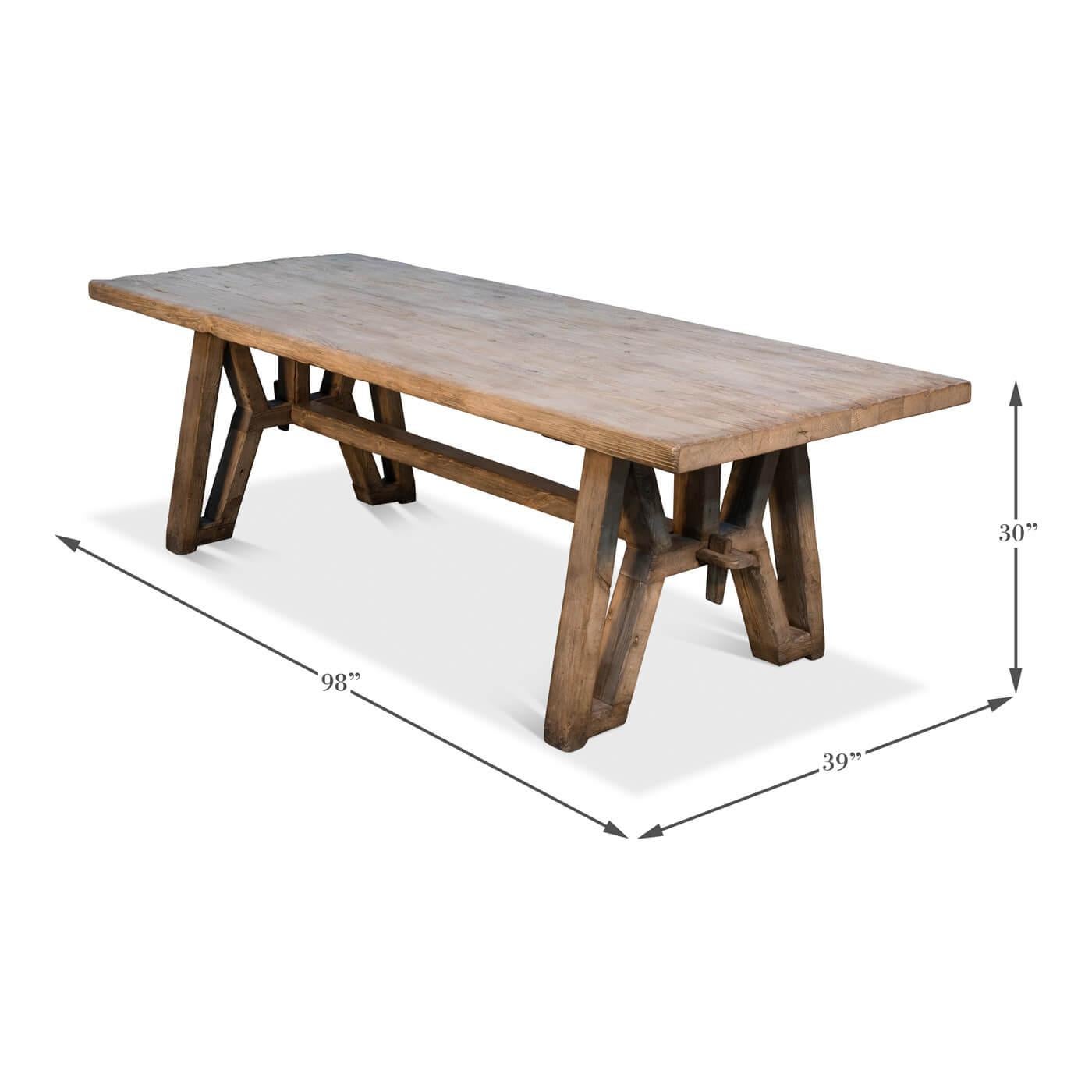 Asian Industrial Reclaimed Wood Farm Table