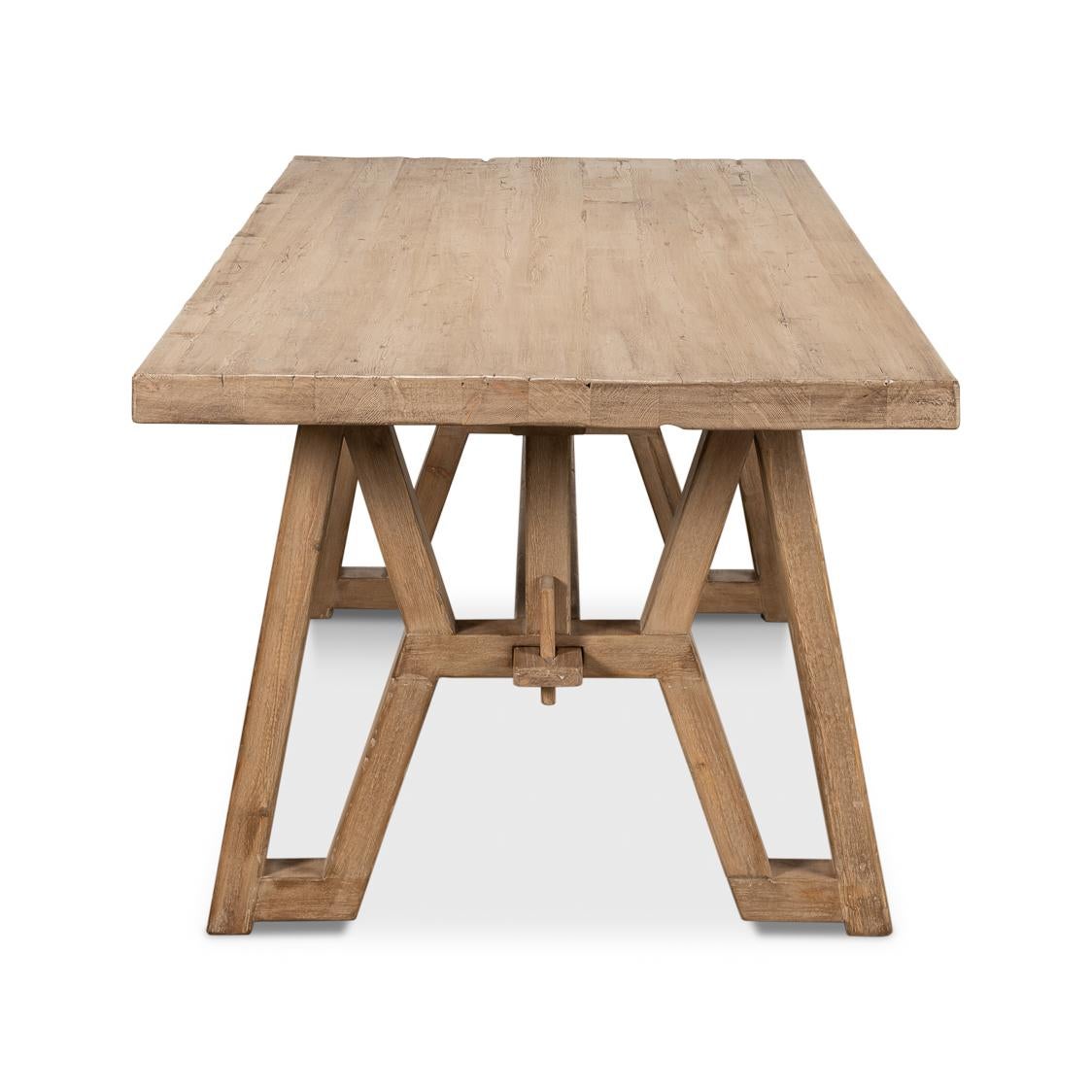 Contemporary Industrial Reclaimed Wood Farm Table For Sale