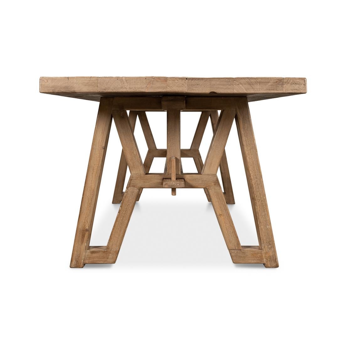 Contemporary Industrial Reclaimed Wood Farm Table For Sale