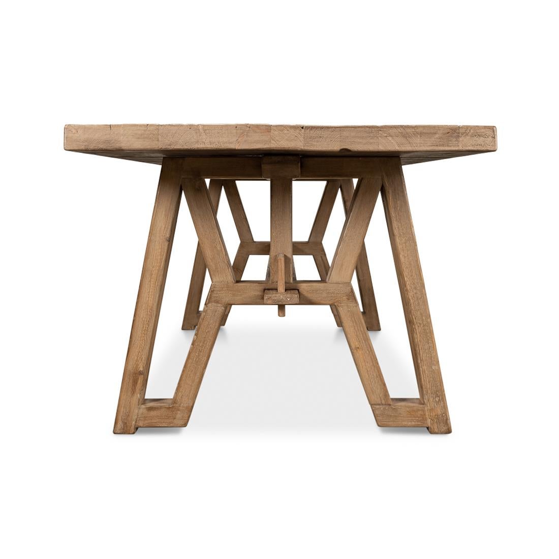 XXIe siècle et contemporain Table de ferme industrielle en bois de récupération en vente