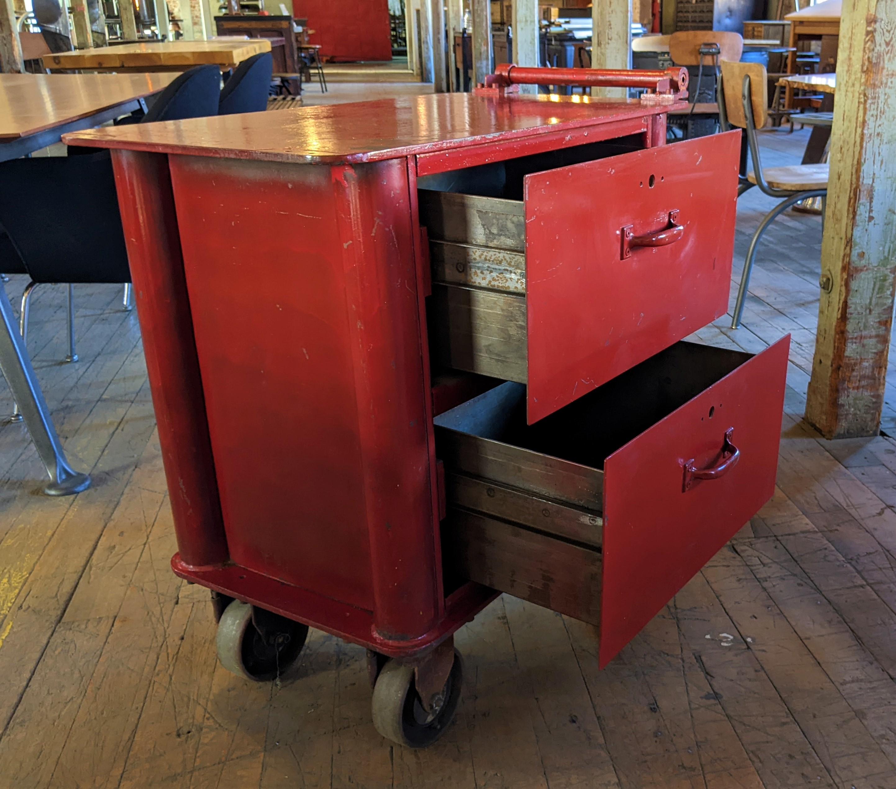 American Industrial Red Bar Cart