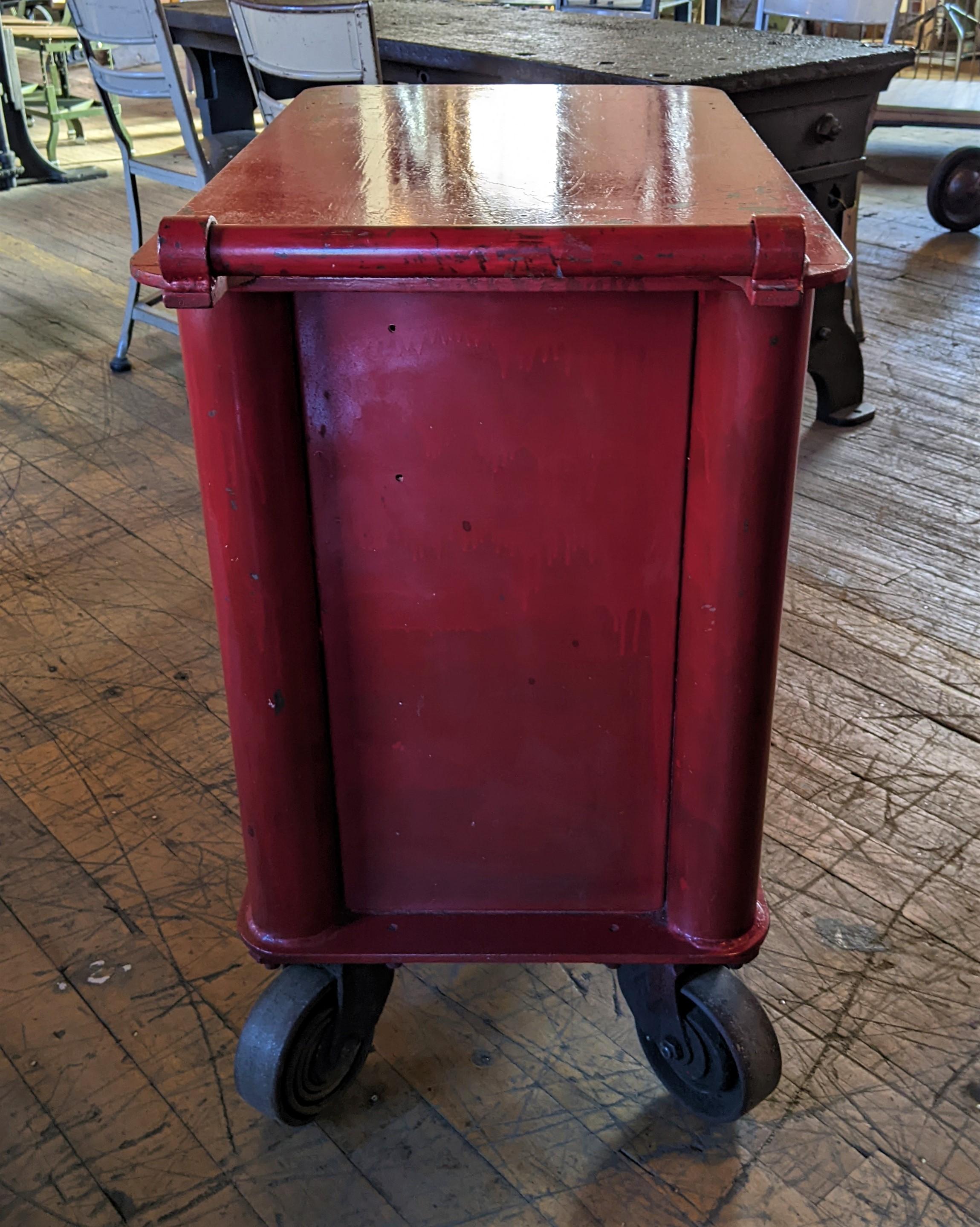 20th Century Industrial Red Bar Cart
