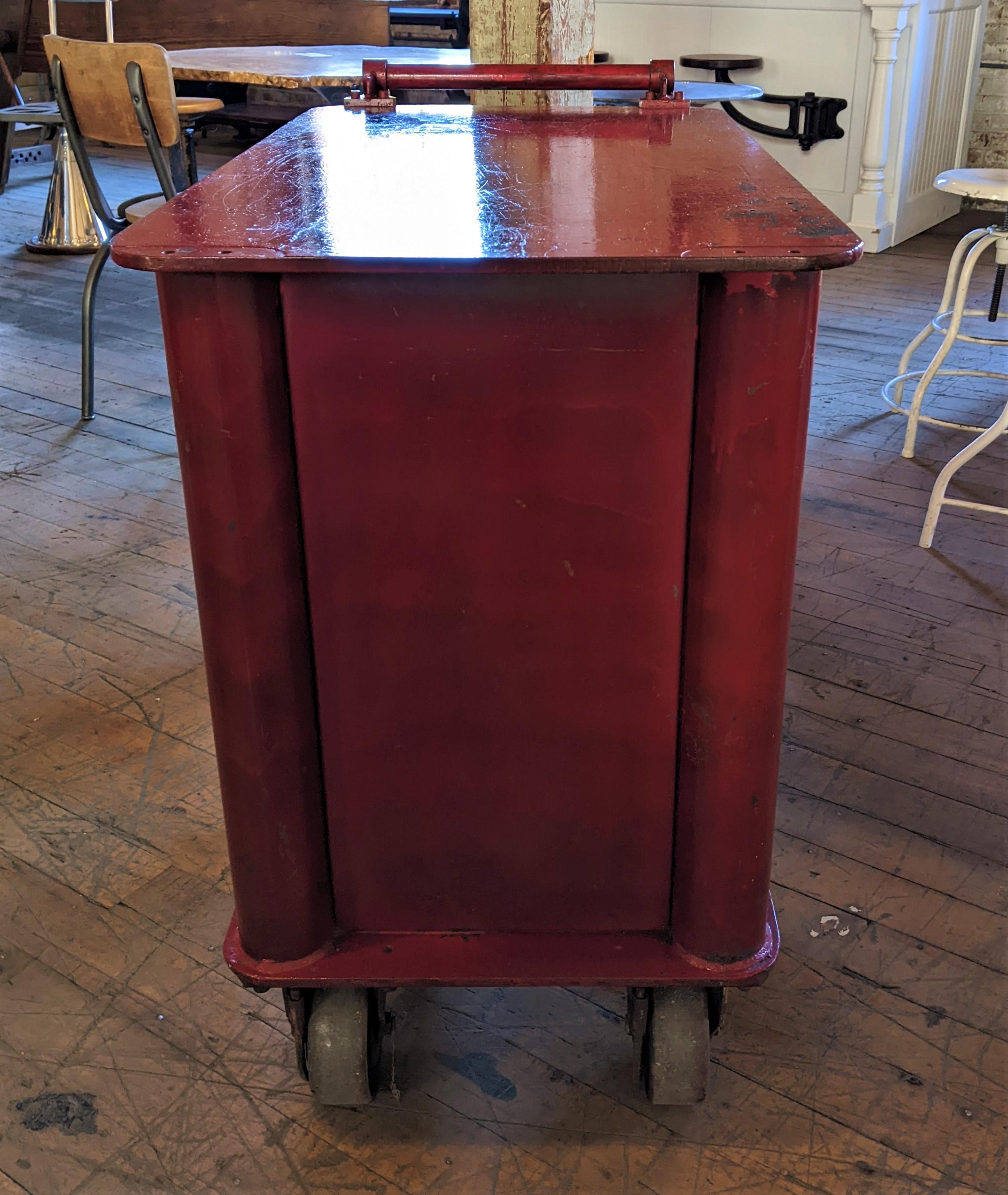 Steel Industrial Red Bar Cart