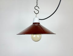 Industrial Red Enamel Pendant Light, 1970s