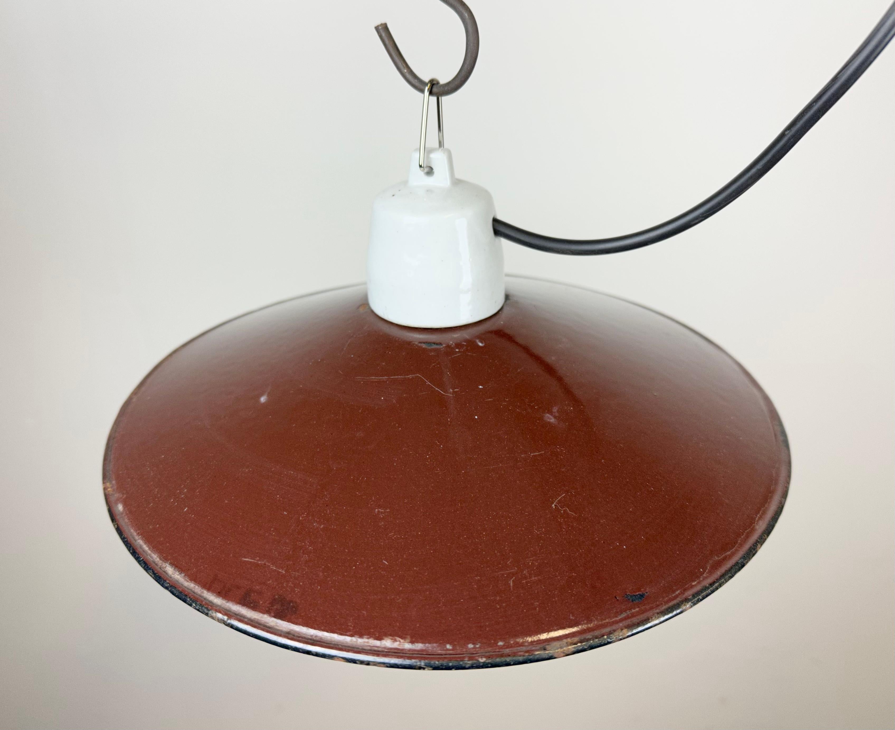 Late 20th Century Industrial Red Enamel Pendant Light, 1970s For Sale