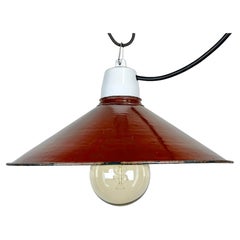 Industrial Red Enamel Pendant Light, 1970s
