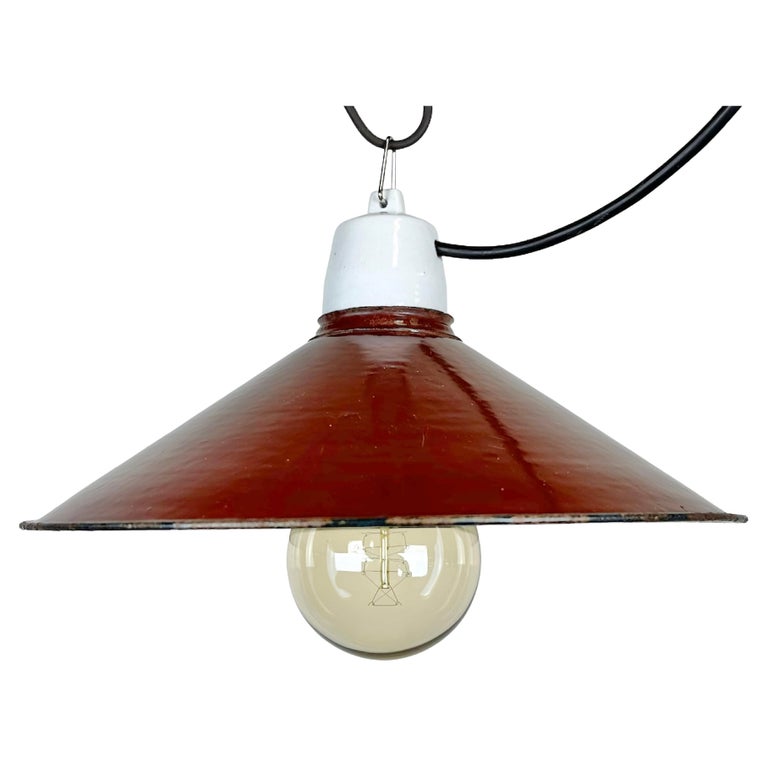 Industrial Red Enamel Pendant Light, 1970s For Sale at 1stDibs