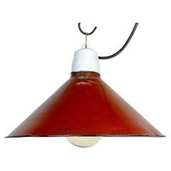 Industrial Red Enamel Pendant Light, 1970s