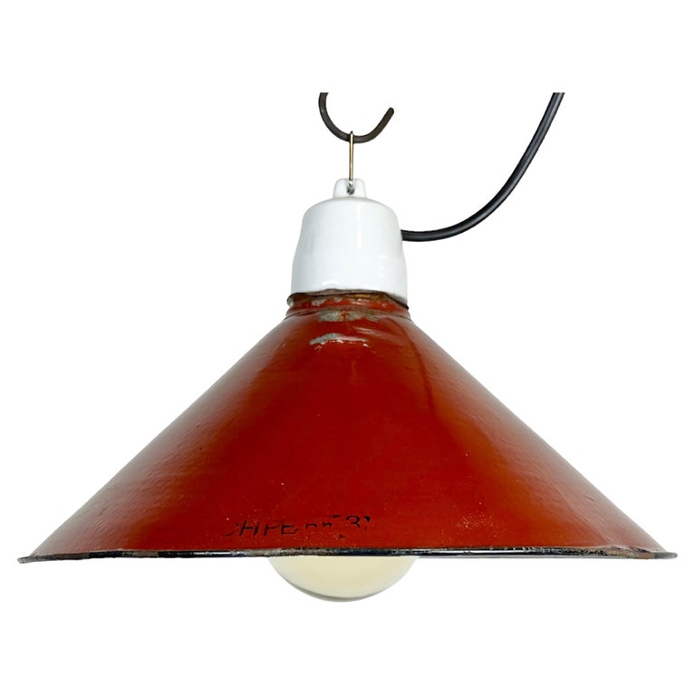 Industrial Red Enamel Pendant Light, 1970s at 1stDibs