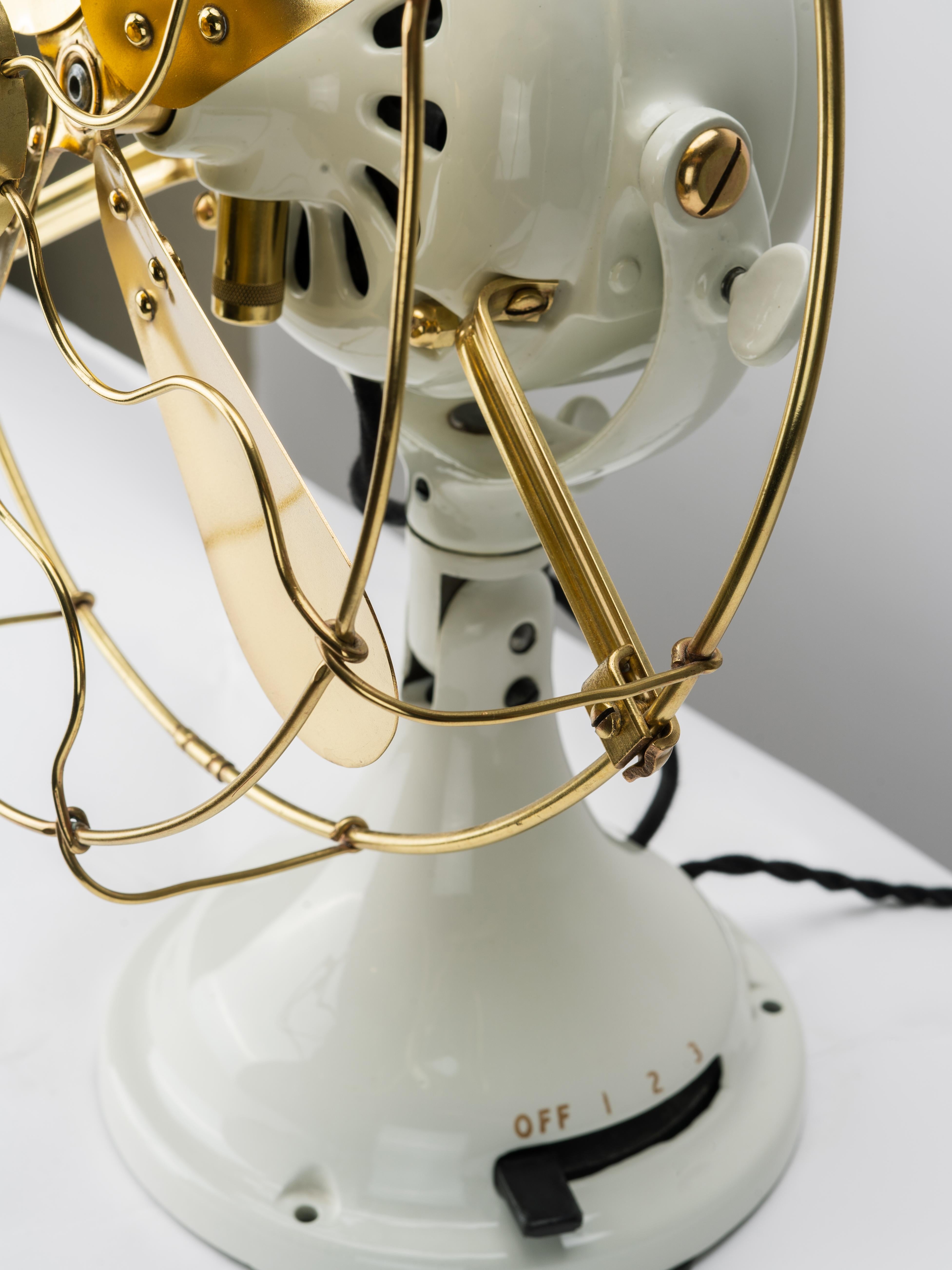 Industrial Restored General Electric Cast Iron and Brass Desk Fan For Sale 9