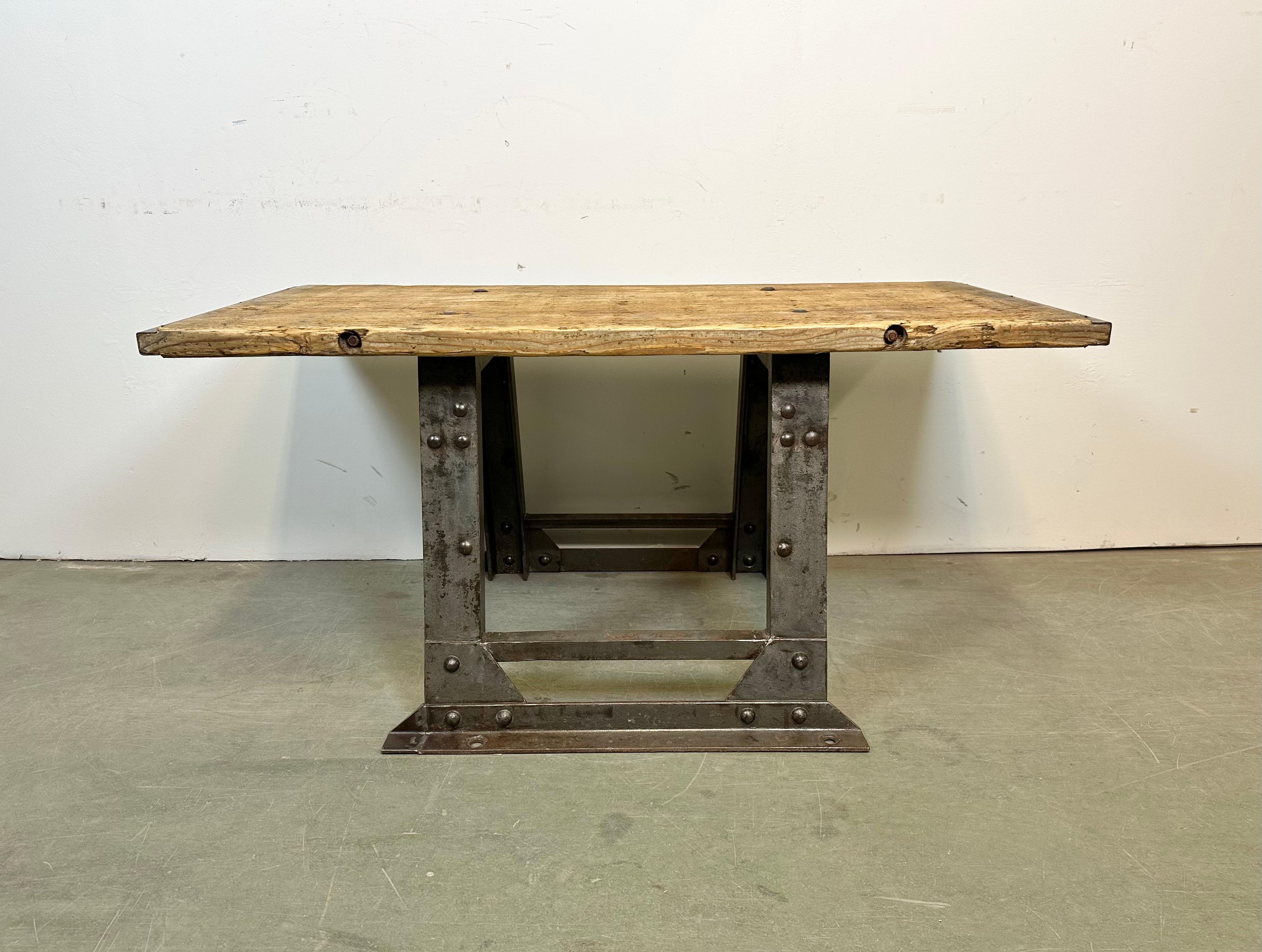 Czech Industrial Riveted Coffee Table, 1960s For Sale