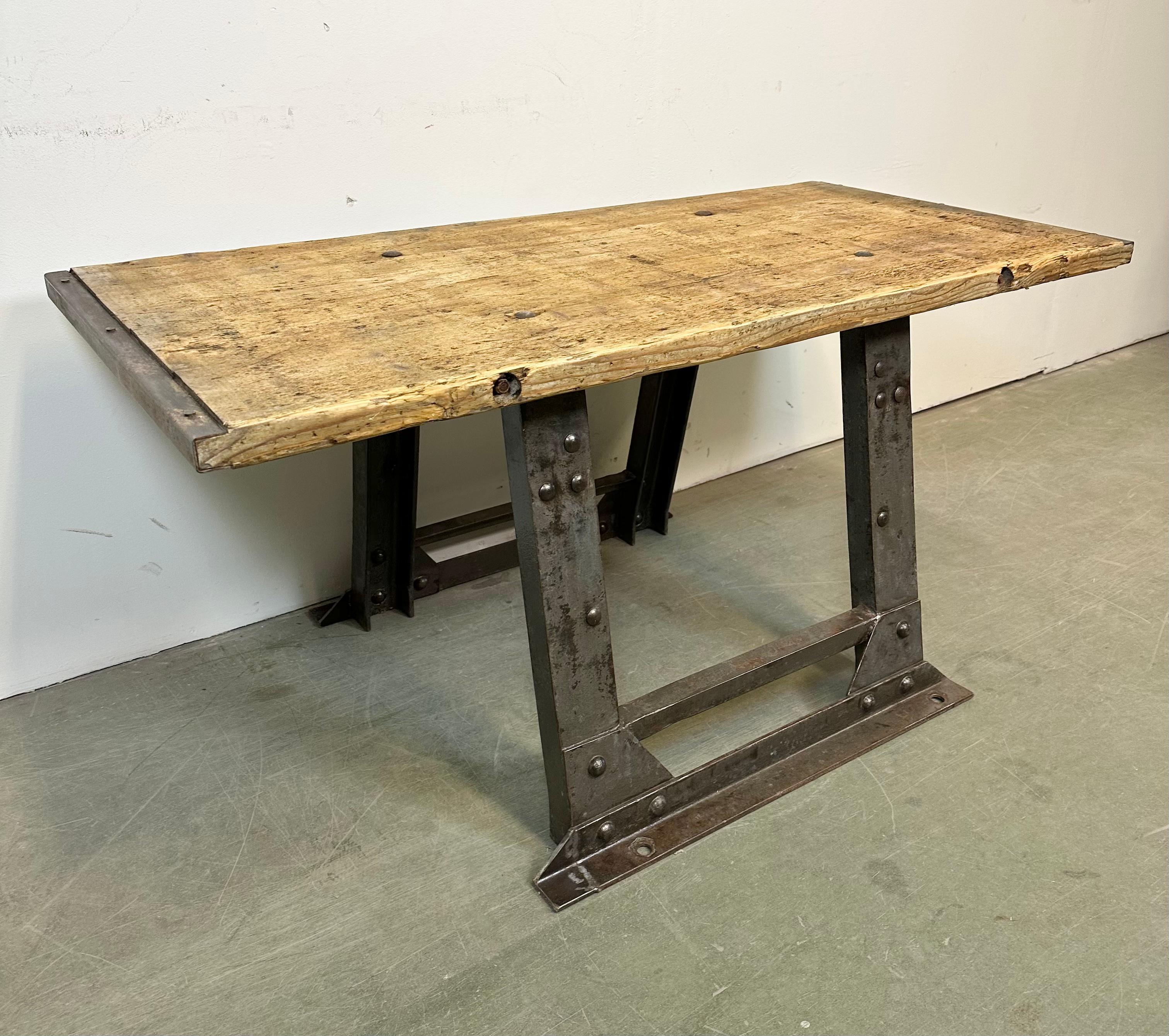 Iron Industrial Riveted Coffee Table, 1960s For Sale