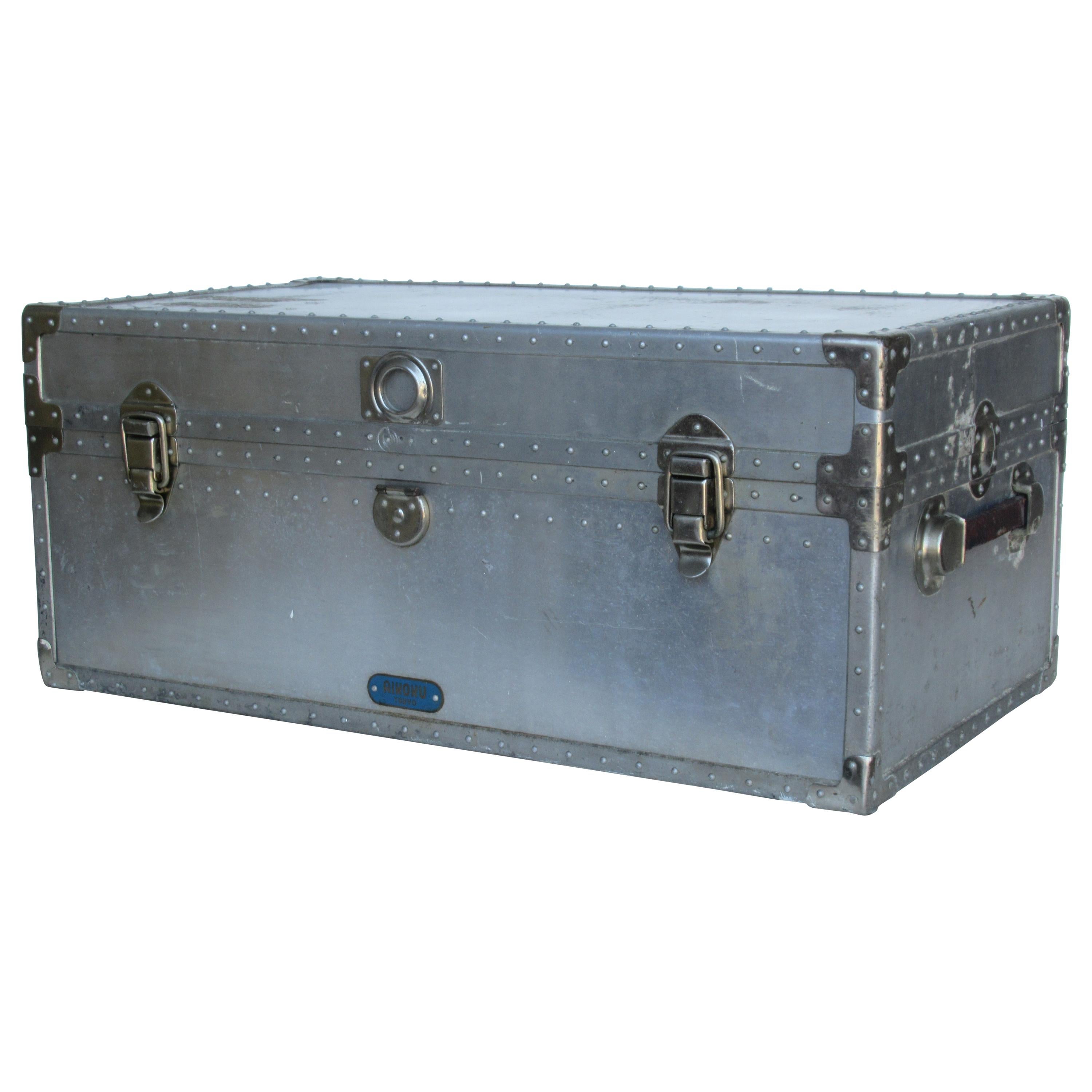 Industrial Riveted Aluminum Trunk 1940's