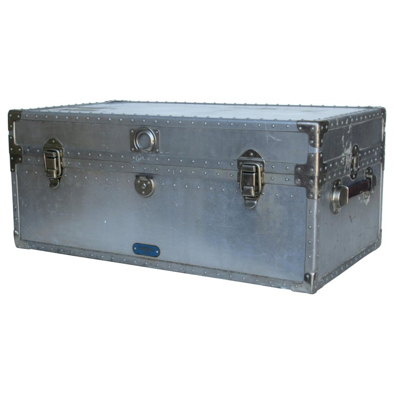 Industrial Riveted Aluminum Trunk 1940's at 1stDibs