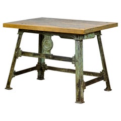 Antique Industrial Riveted Cast Iron Table, 1900's