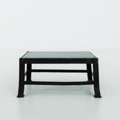 Industrial Riveted Coffee Table with Stone Top