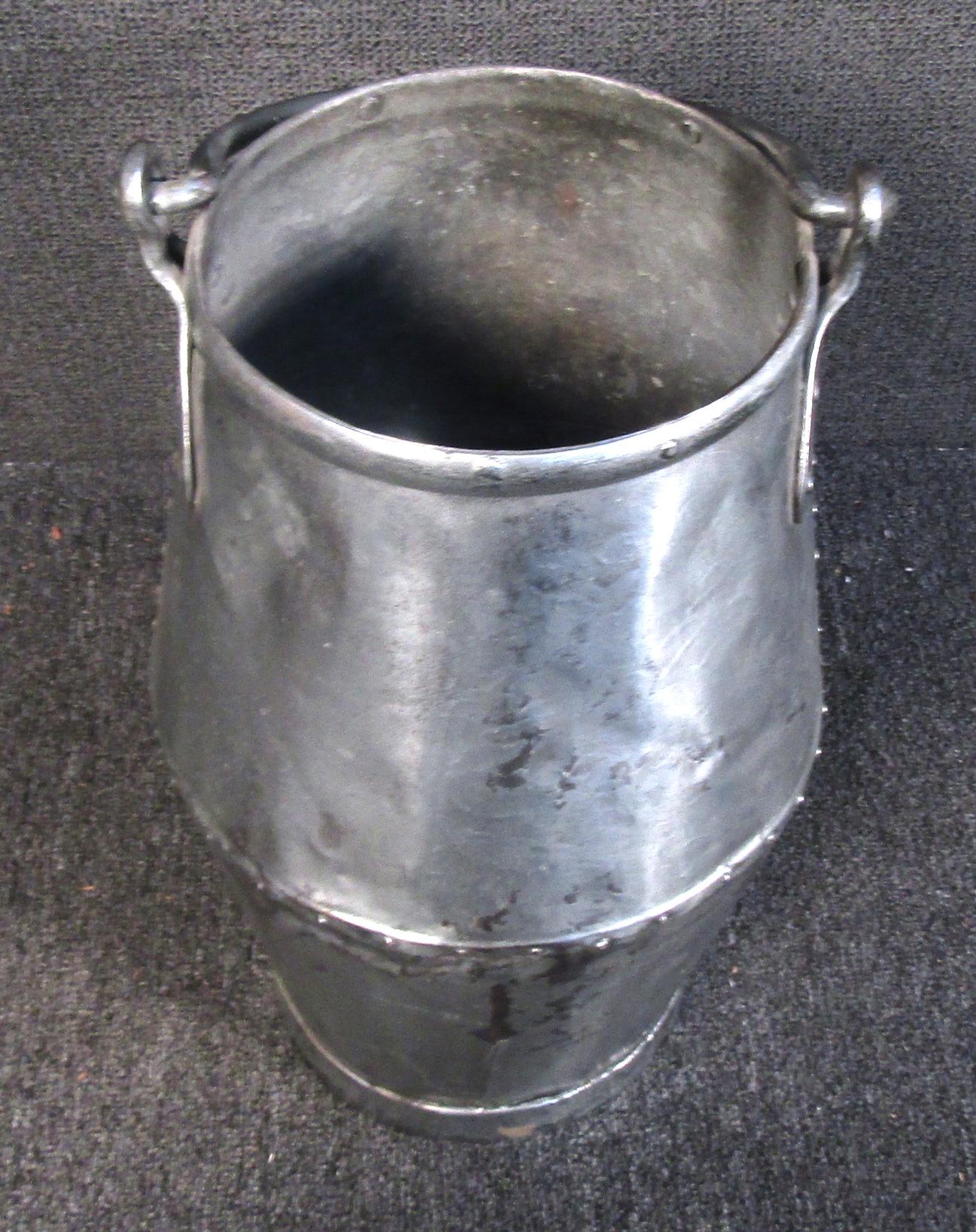 Industrial Riveted Hanging Metal Well Bucket In Good Condition For Sale In Brooklyn, NY