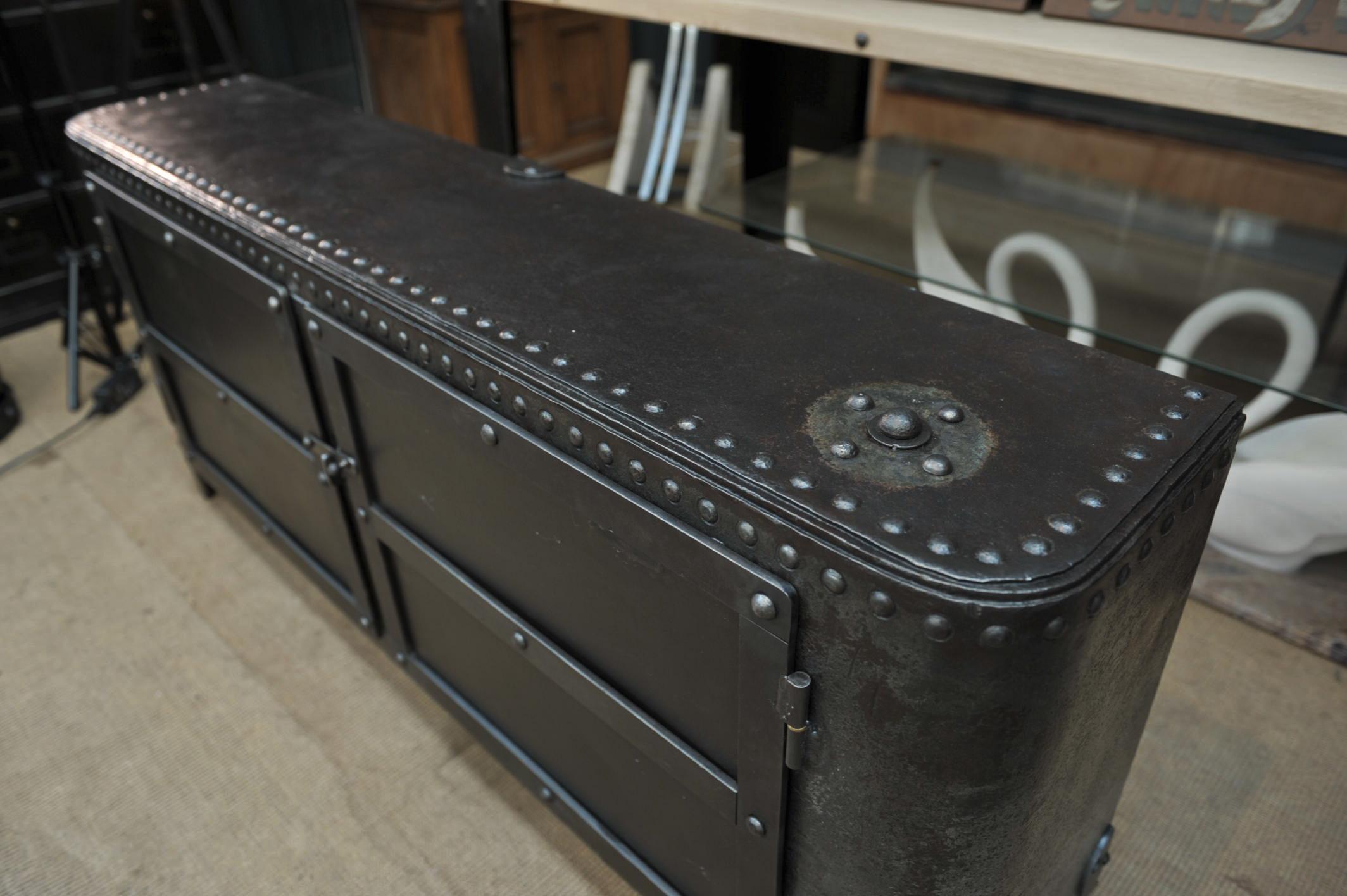 Early 20th Century Industrial Riveted Iron Cabinet