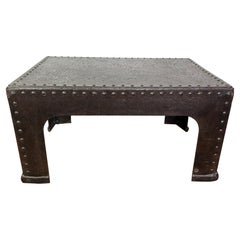 Industrial Riveted Iron Coffee Table from WWII-Era Military Tanks, 1940s