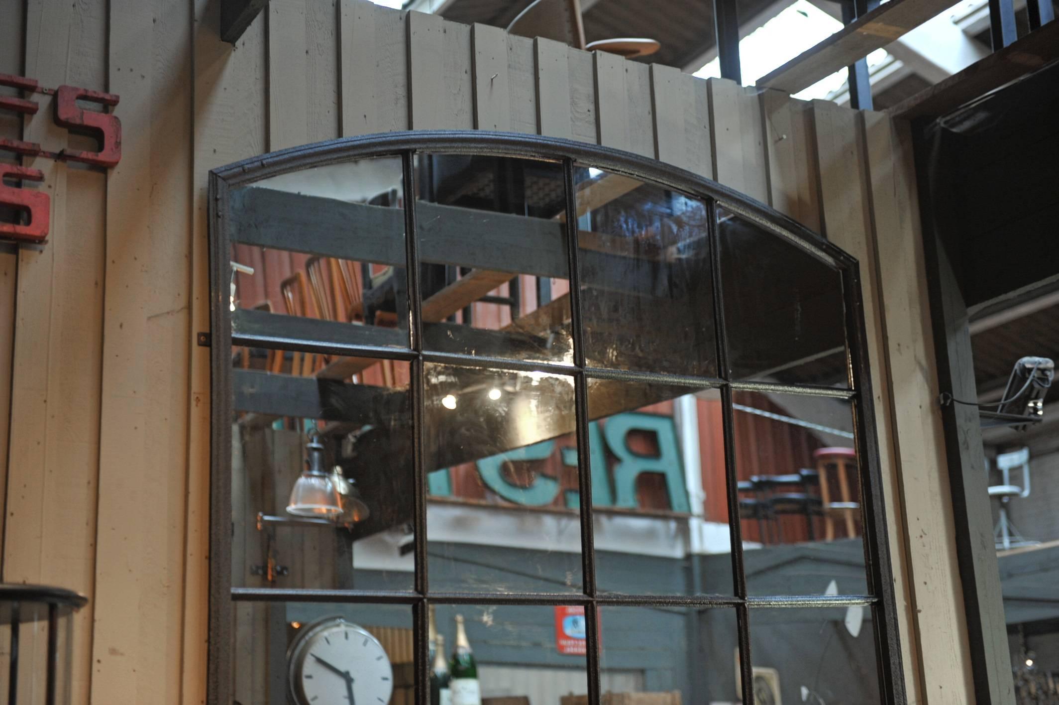Industrial Riveted Iron Factory 1920s Windows Mirror In Good Condition In Roubaix, FR