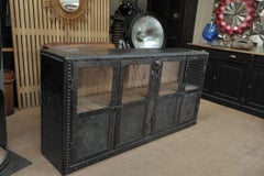 Industrial Riveted Metal 4 Mesh Doors Cabinet