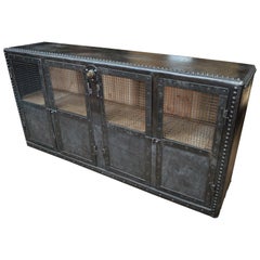 Industrial Riveted Metal 4 Mesh Doors Cabinet