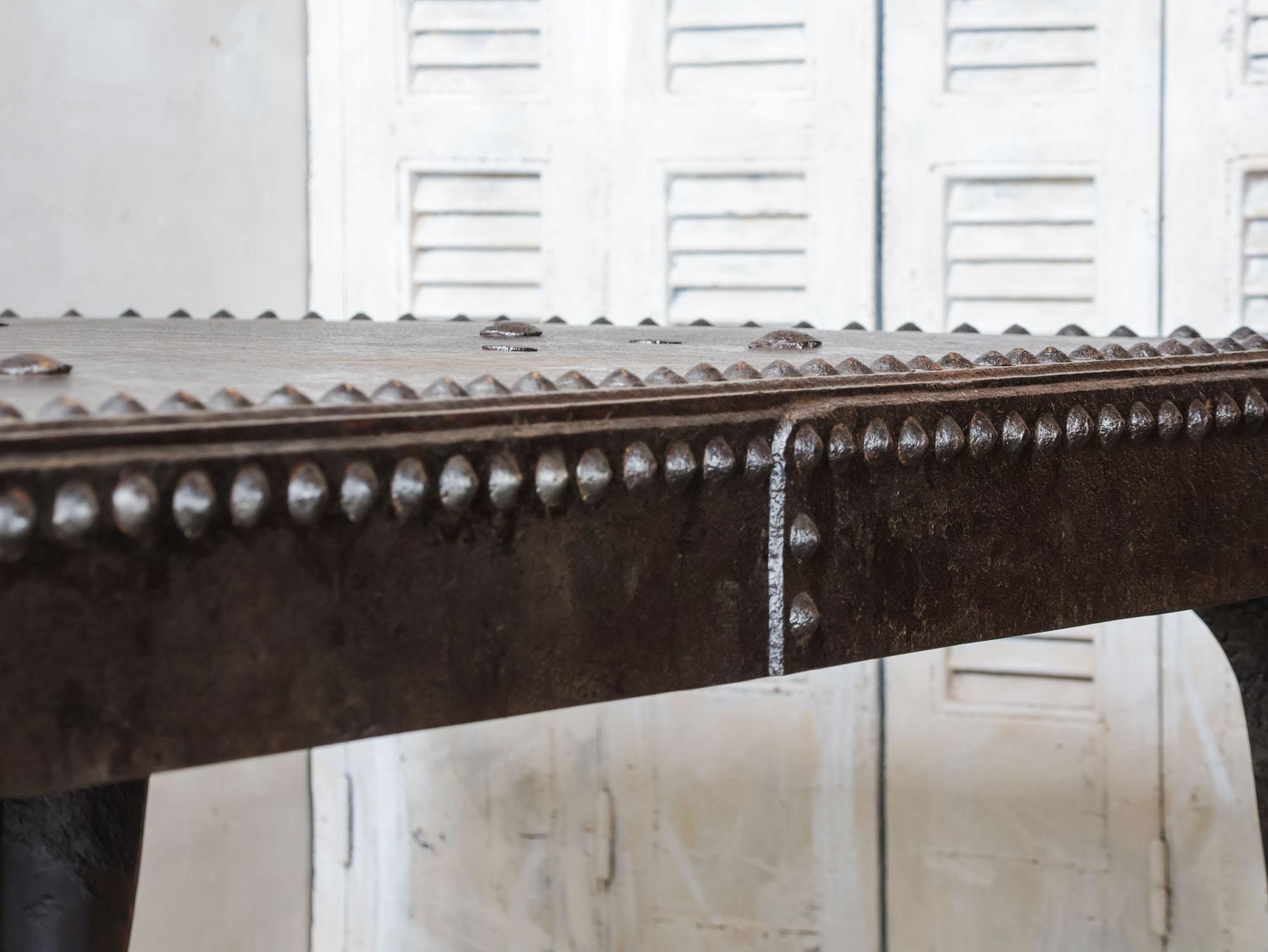 Contemporary Industrial riveted table made from an old water tank For Sale