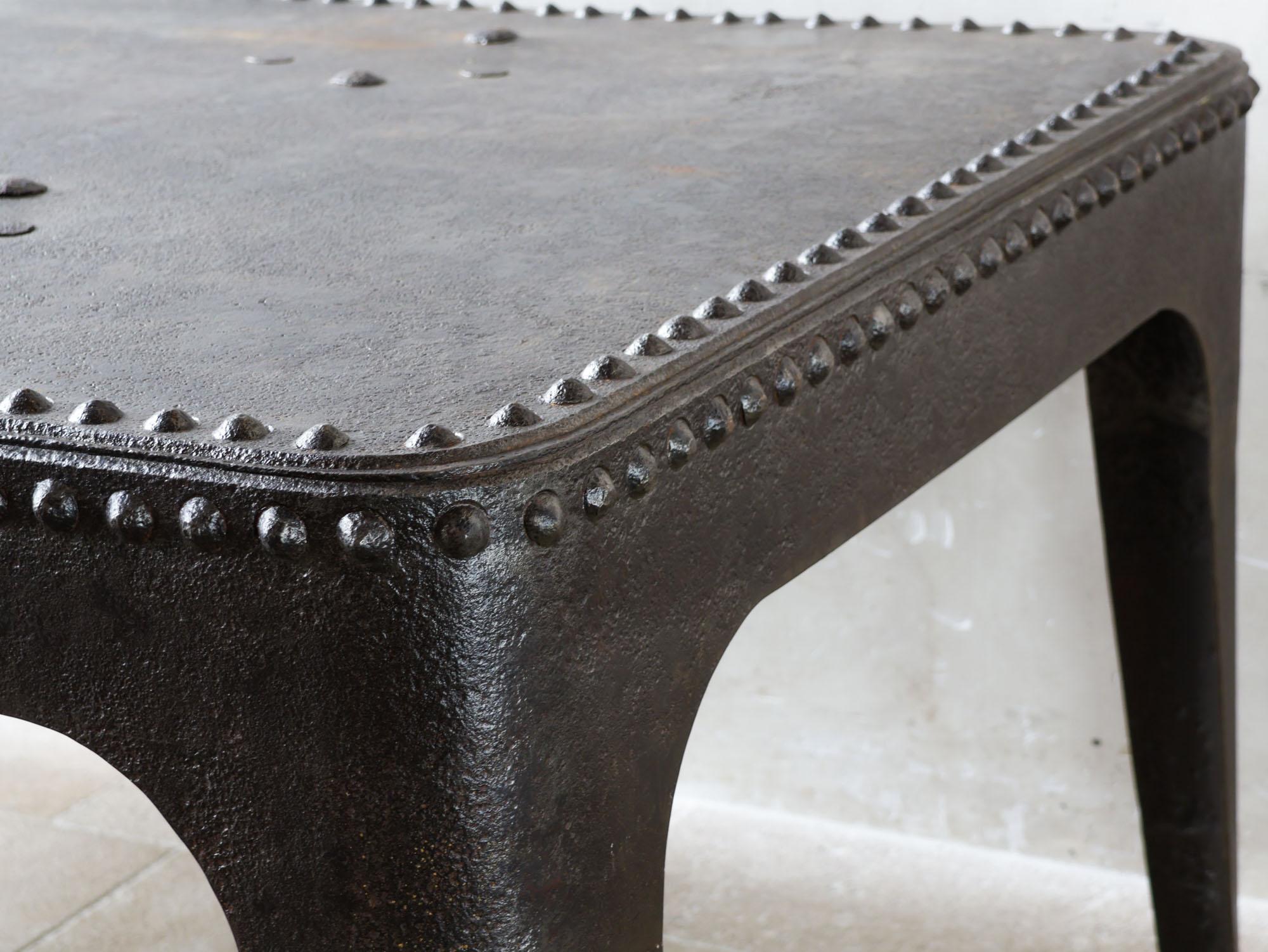 Industrial riveted table made from an old water tank For Sale 1