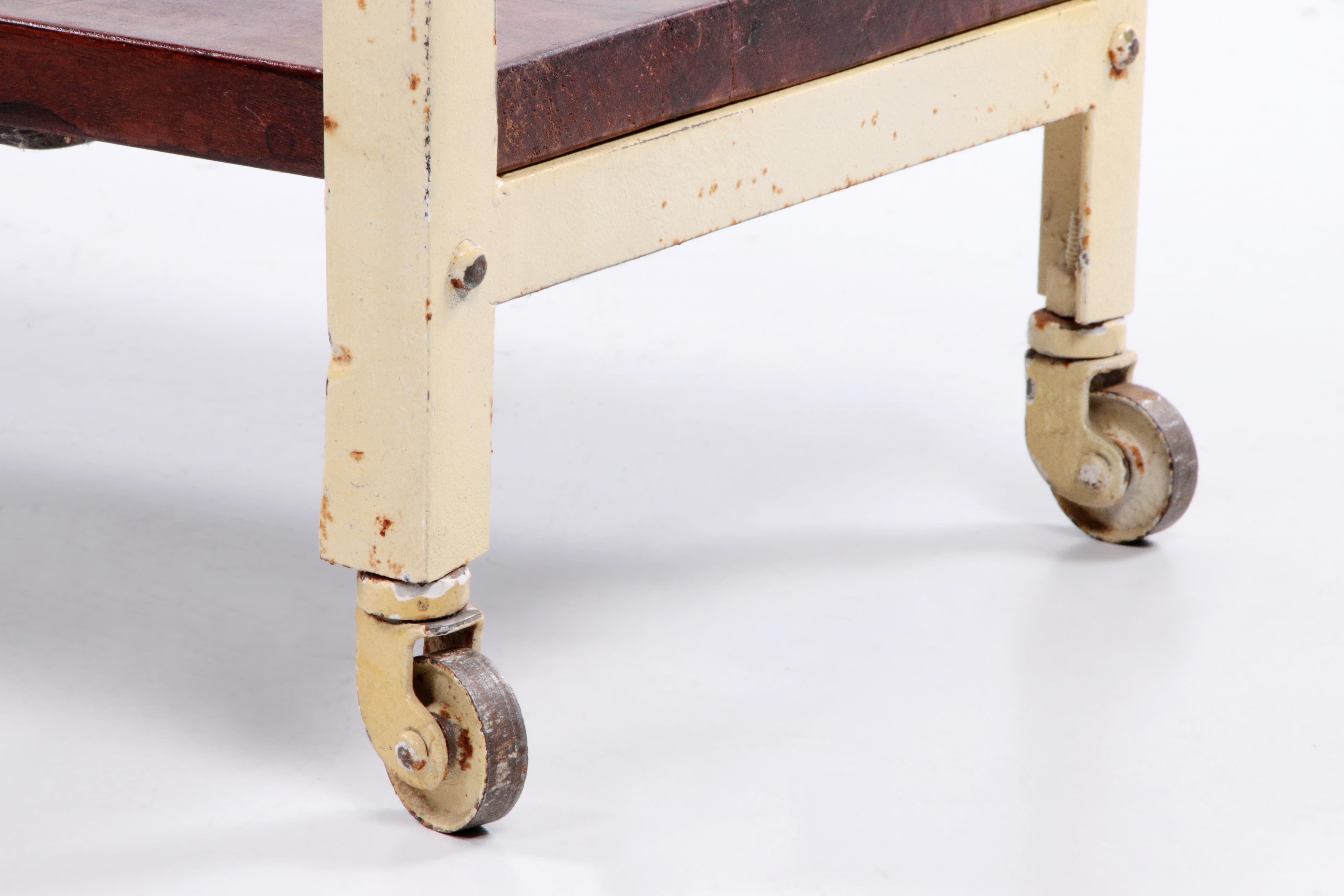 20th Century Industrial Robust Side Table Made of Wood and Metal, 1970 England For Sale