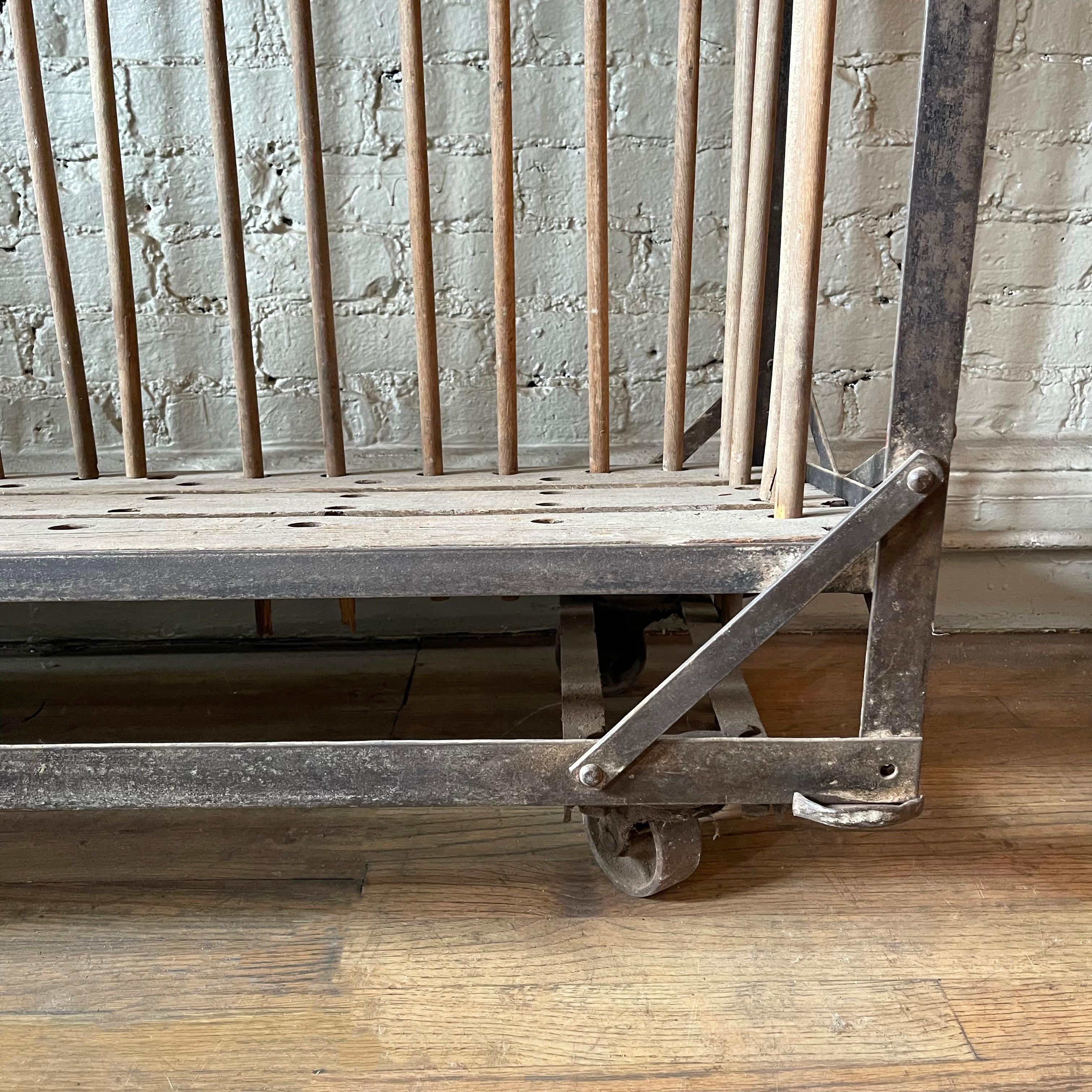 Industrial Rolling Maple and Angle Iron Rack 2