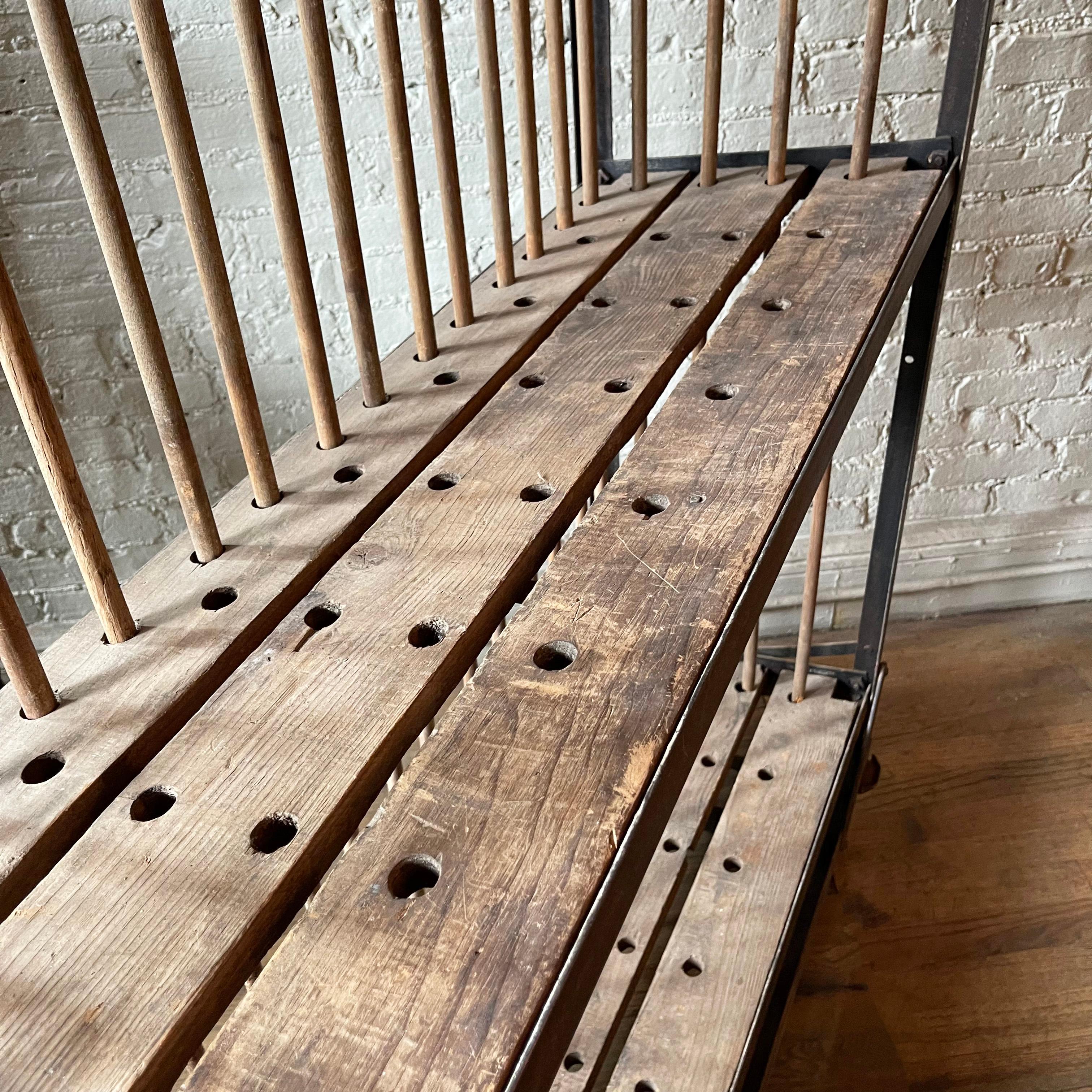 Industrial Rolling Maple and Angle Iron Rack 3
