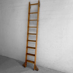 Industrial Rolling Oak Library Ladder by Putnam