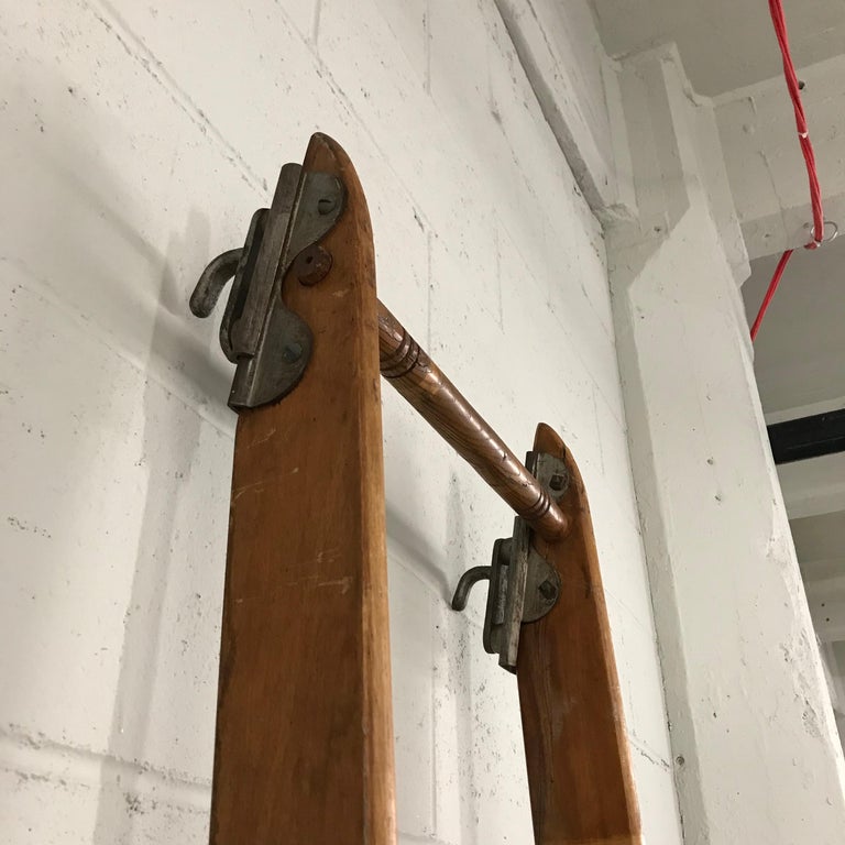 Industrial Rolling Oak Library Ladder by Putnam at 1stDibs industrial