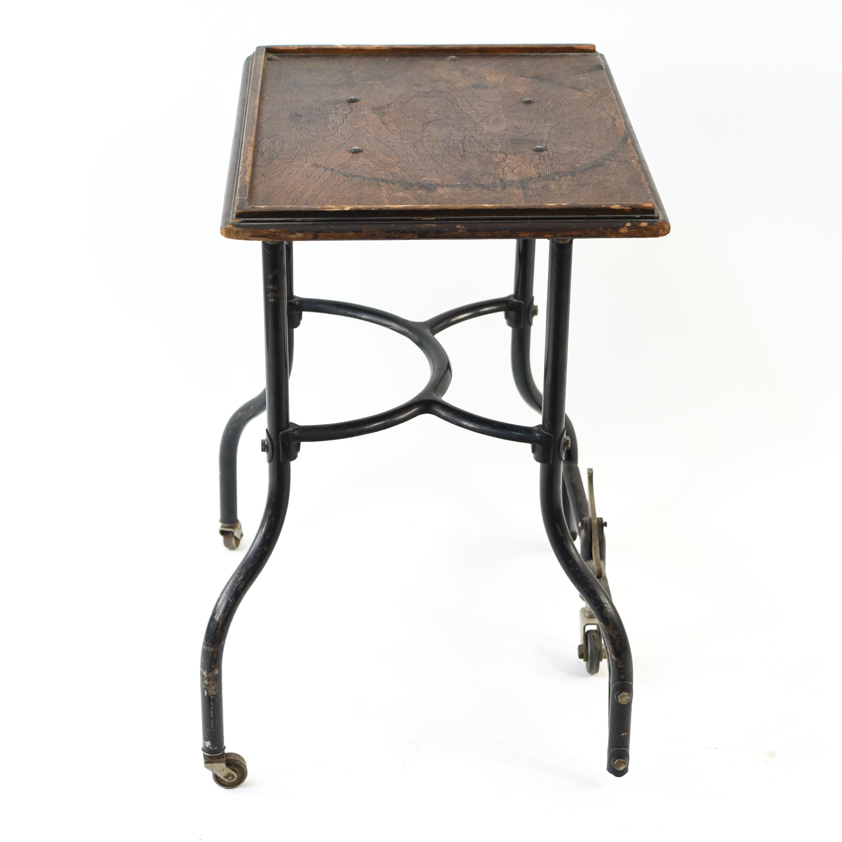 Industrial Rolling Typewriter Stand or Side Table 3
