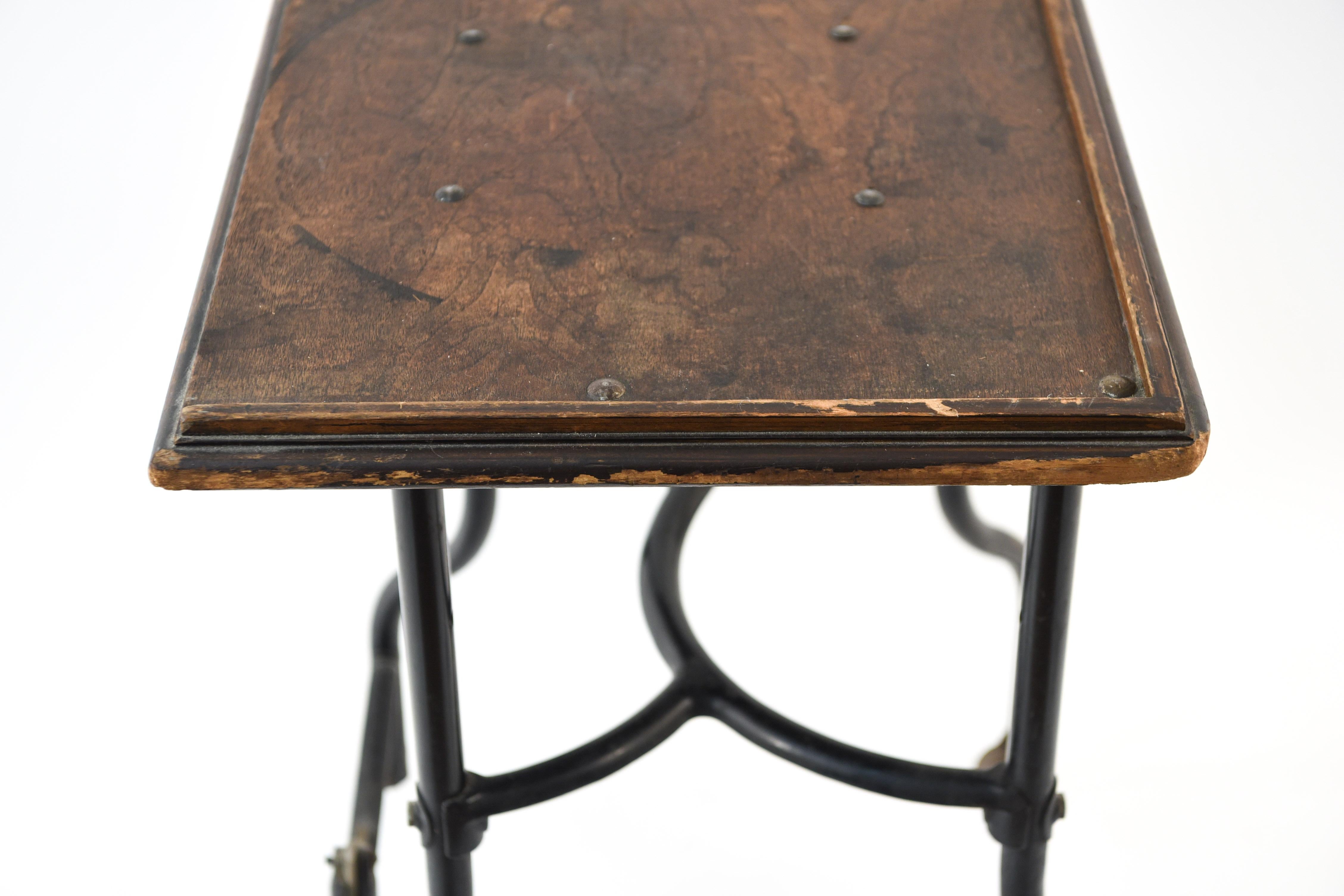 Metal Industrial Rolling Typewriter Stand or Side Table