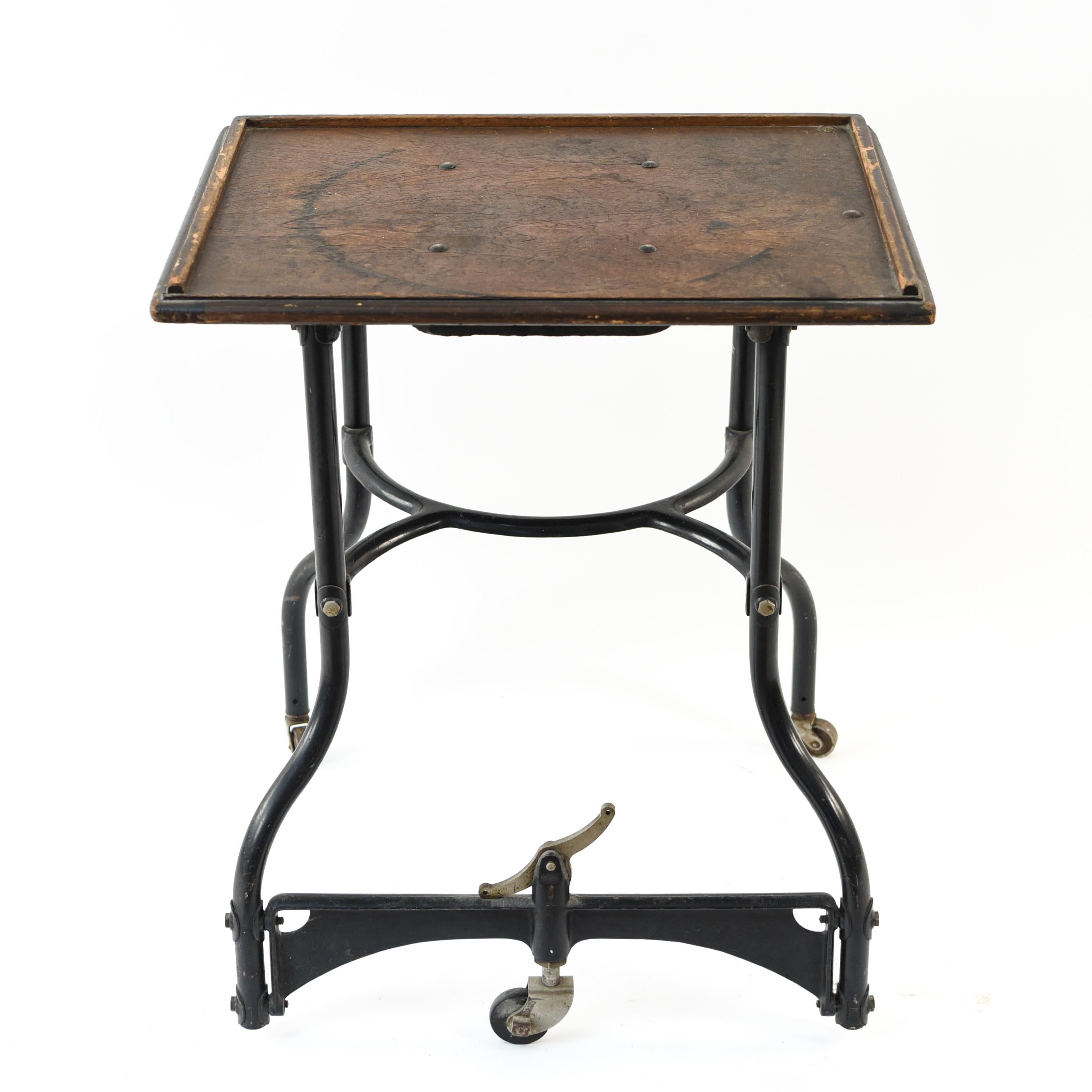 Industrial Rolling Typewriter Stand or Side Table 1