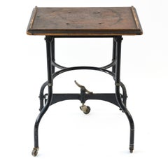 Antique Industrial Rolling Typewriter Stand or Side Table