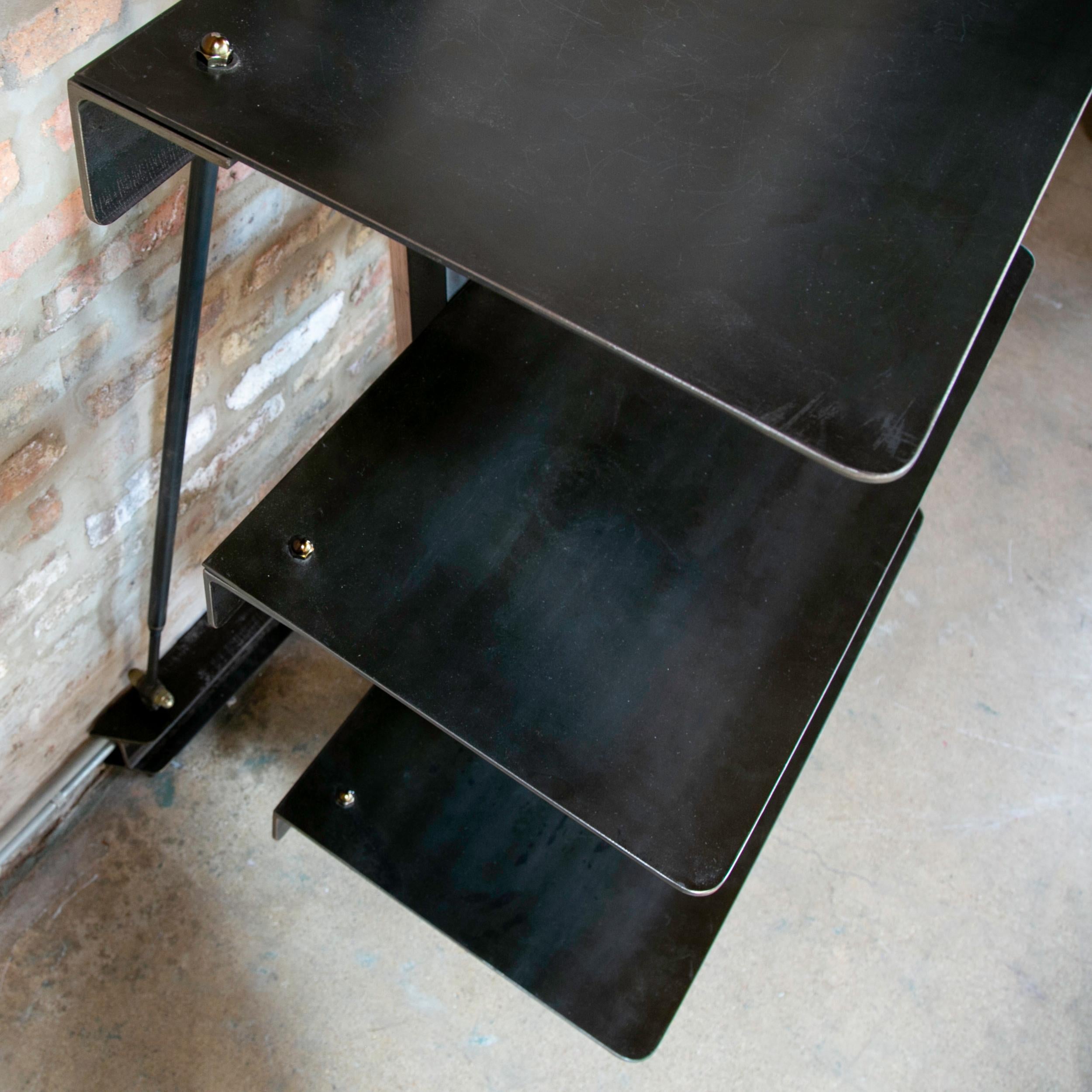 Contemporary Industrial Romantic Étagère; Steel Shelves and White Oak, Jordan Mozer, USA 2013 For Sale