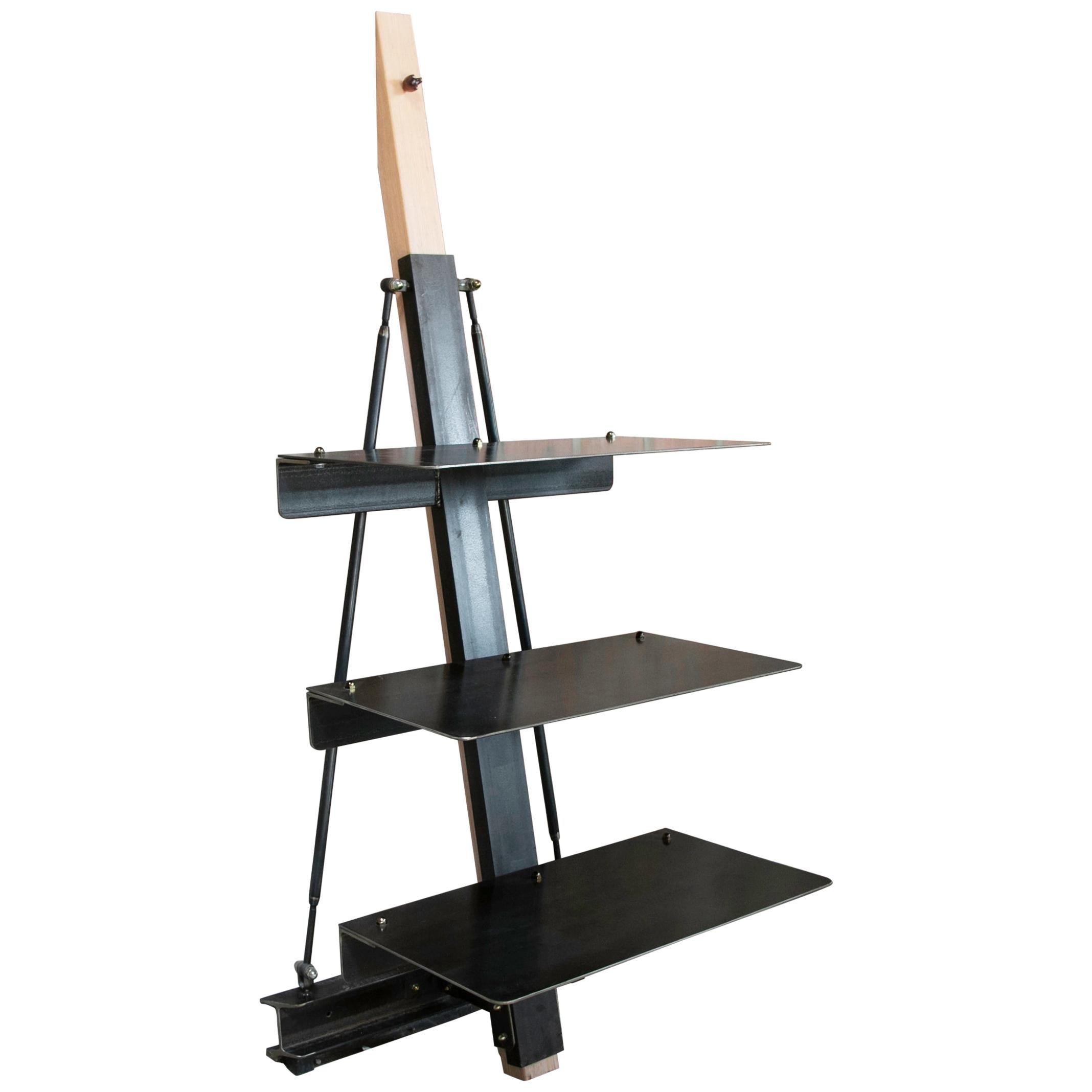 Industrial Romantic Étagère; Steel Shelves and White Oak, Jordan Mozer, USA 2013 For Sale