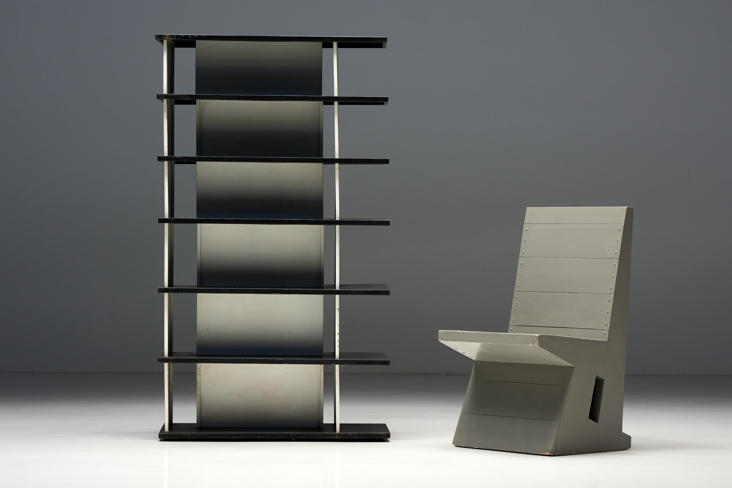 Wim Rietveld; Gerrit Rietveld; room divider; bookcase; industrial; shelving unit; industrial design; minimalist; functionality; simplicity; 1960s.

Wim Rietveld industrial room divider. A stunning piece of furniture that not only adds a touch of