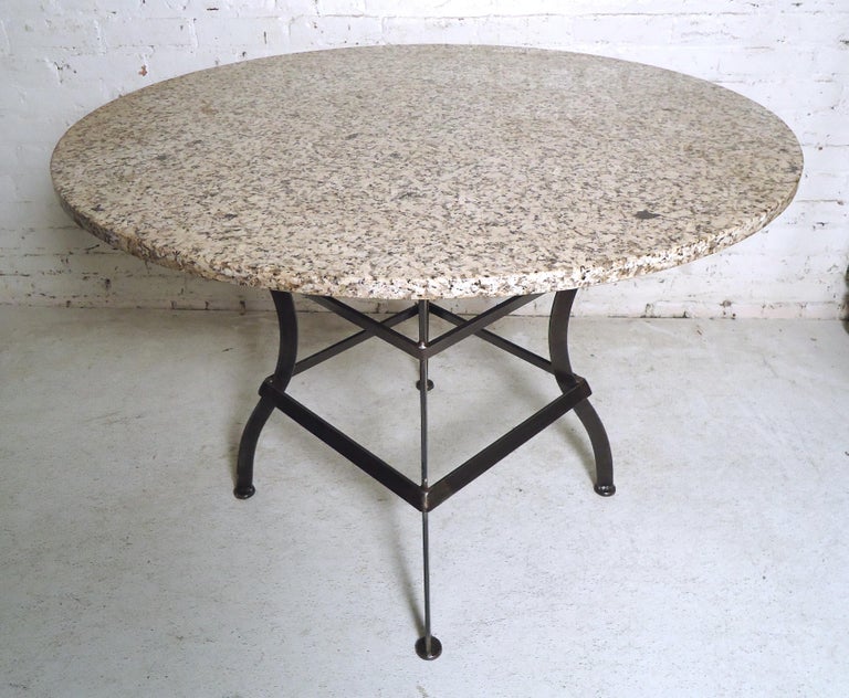 Industrial Round Granite Table For Sale at 1stdibs