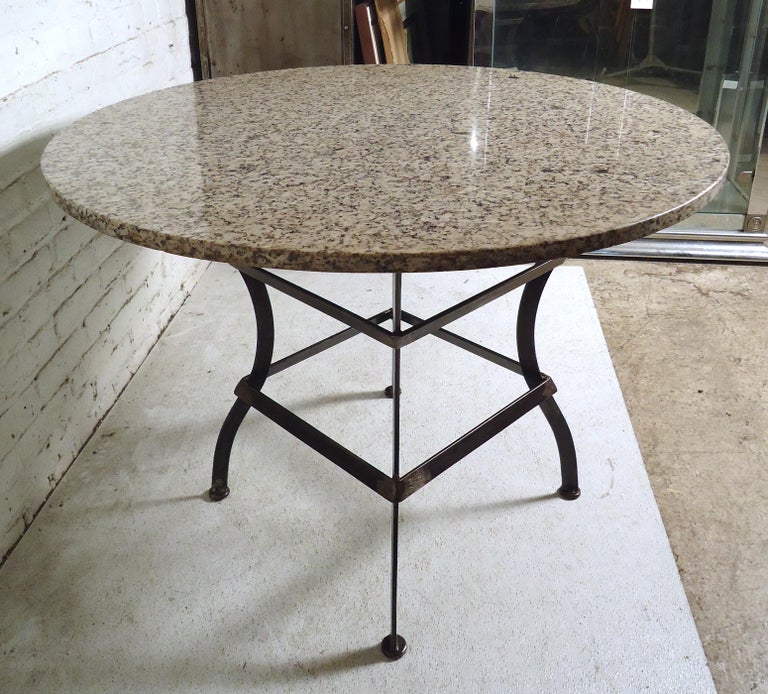 Industrial Round Granite Table For Sale at 1stdibs