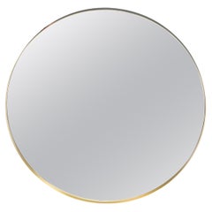 Industrial Round Mirror, Brass And Black